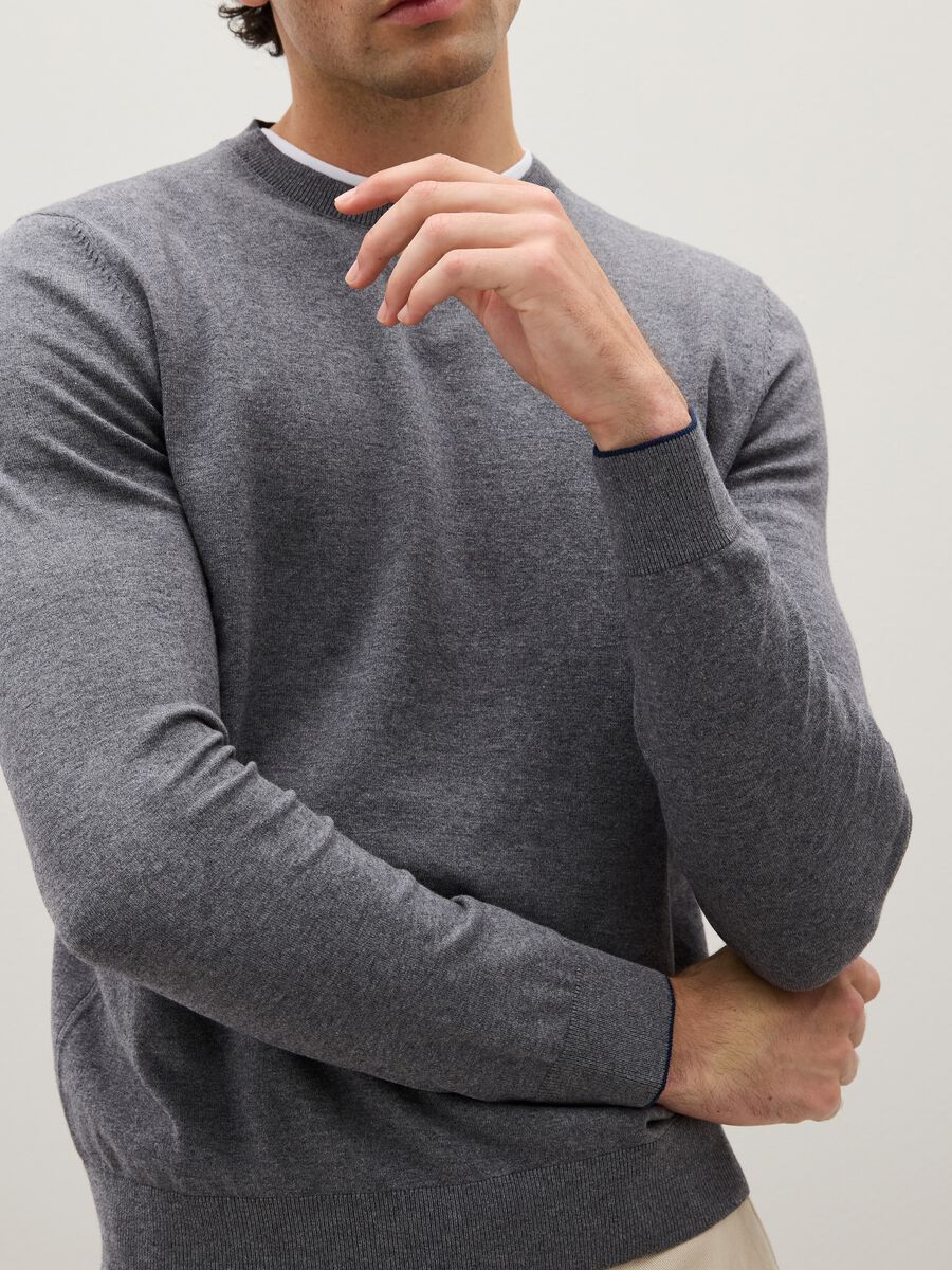 Grey Sweater in Cotton and Polyamide_2