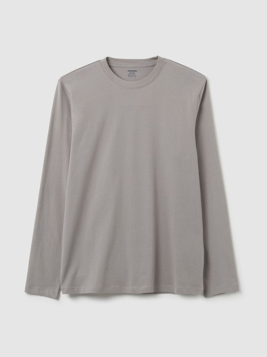 Maglia in puro cotone grigia regular fit_0