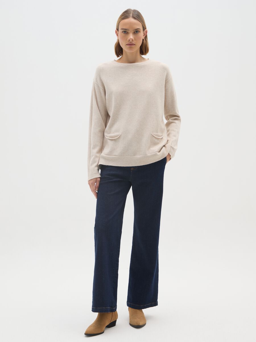 Blue Stretch Cotton Regular Fit Trousers_0