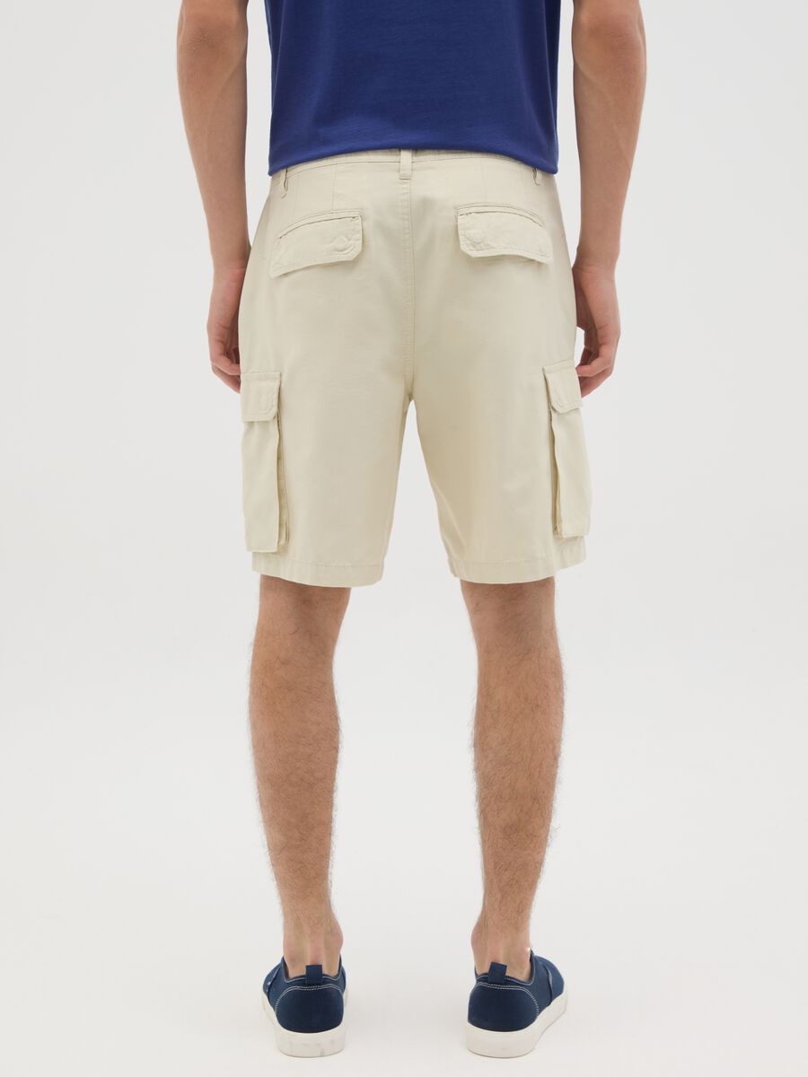 Men's Bermuda Shorts in Pure Cotton Beige Regular Fit_3