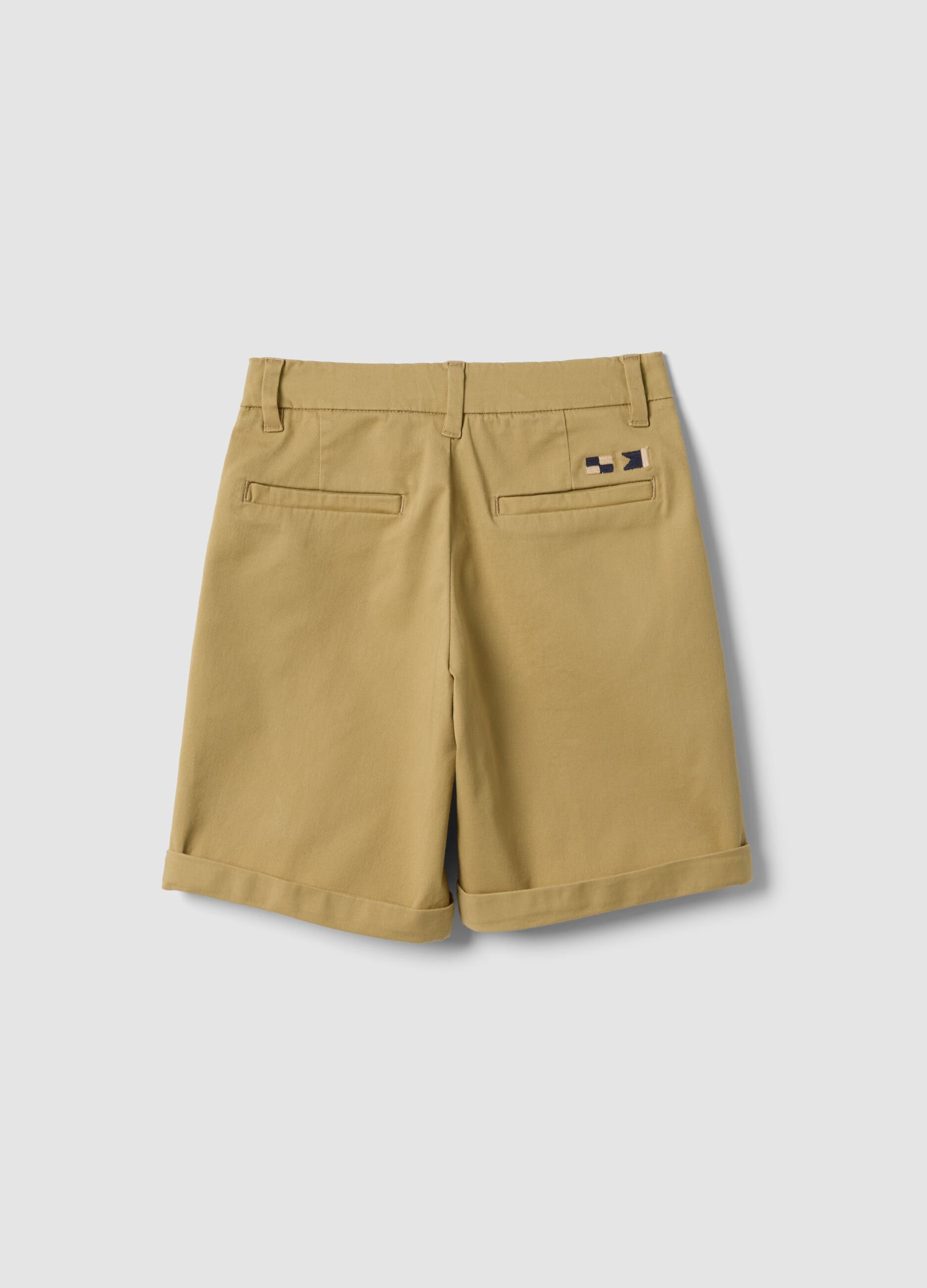 Shorts chino beige in cotone elasticizzato