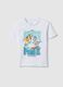 T-shirt in puro cotone bianca da bambino oversize fit con dinosauri_0