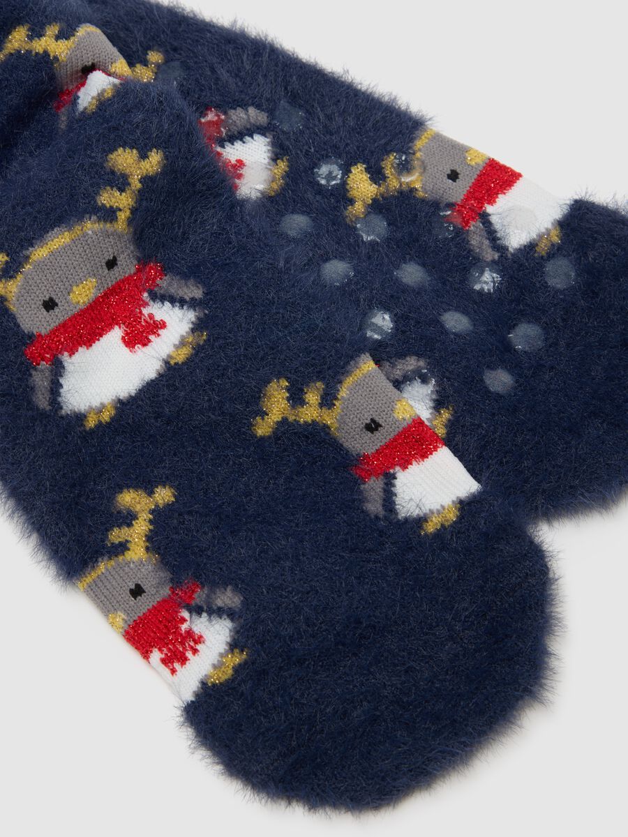 Calzini natalizi blu in cotone elasticizzato_2