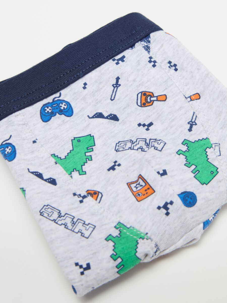 Stretch cotton boxer shorts with games print_3