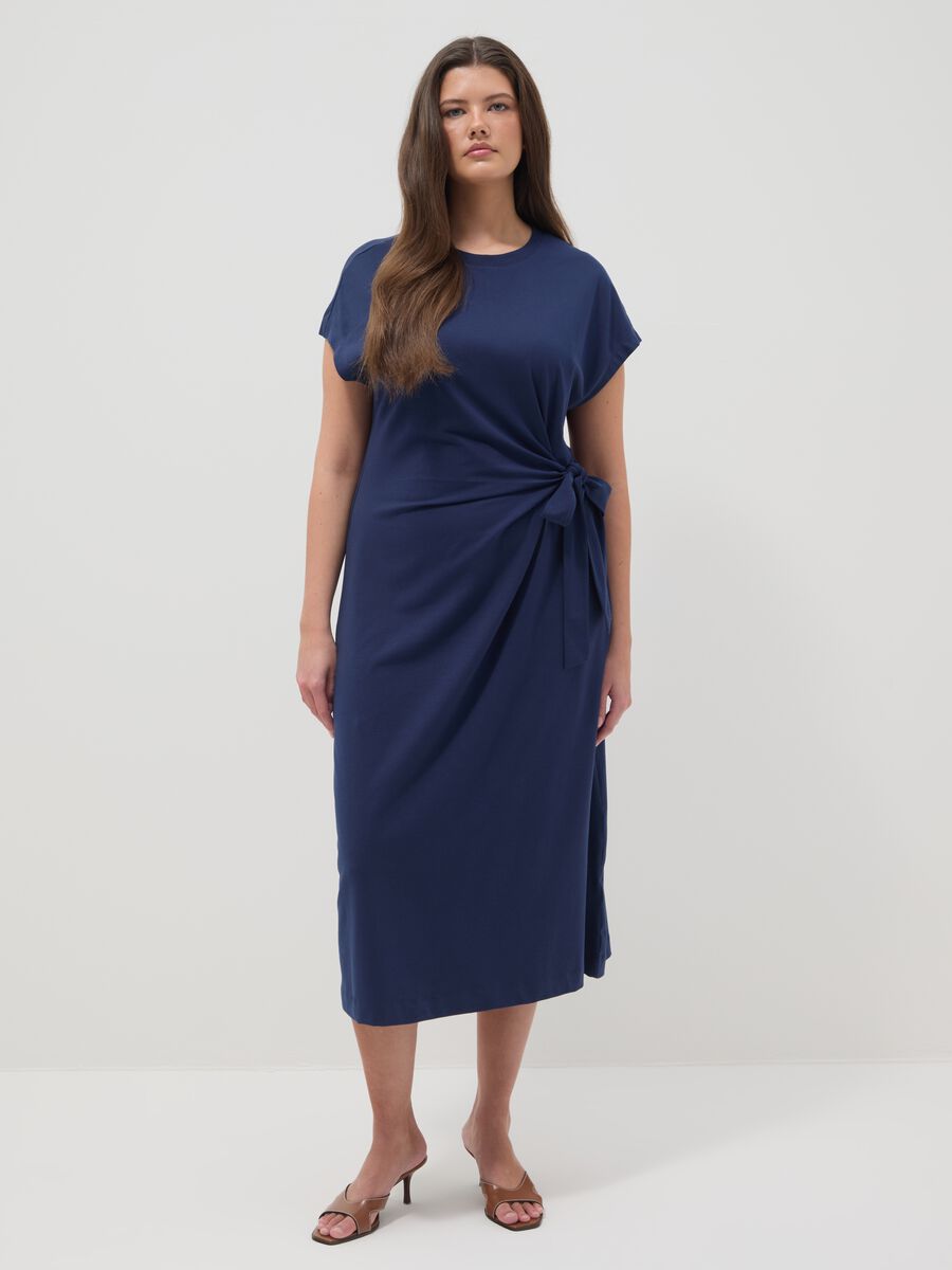 Blue stretch-cotton midi dress_1
