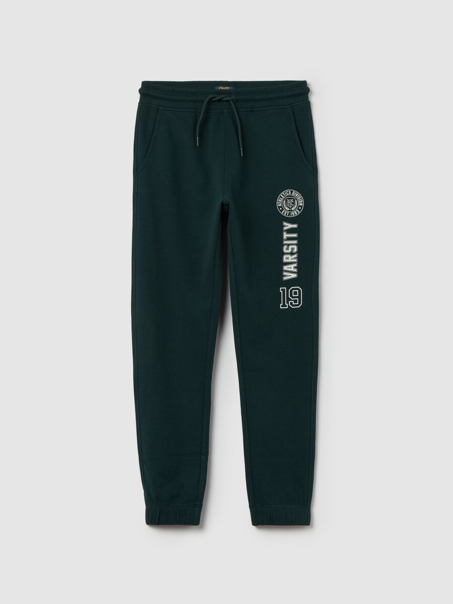 Fleece joggers with college crest print_0
