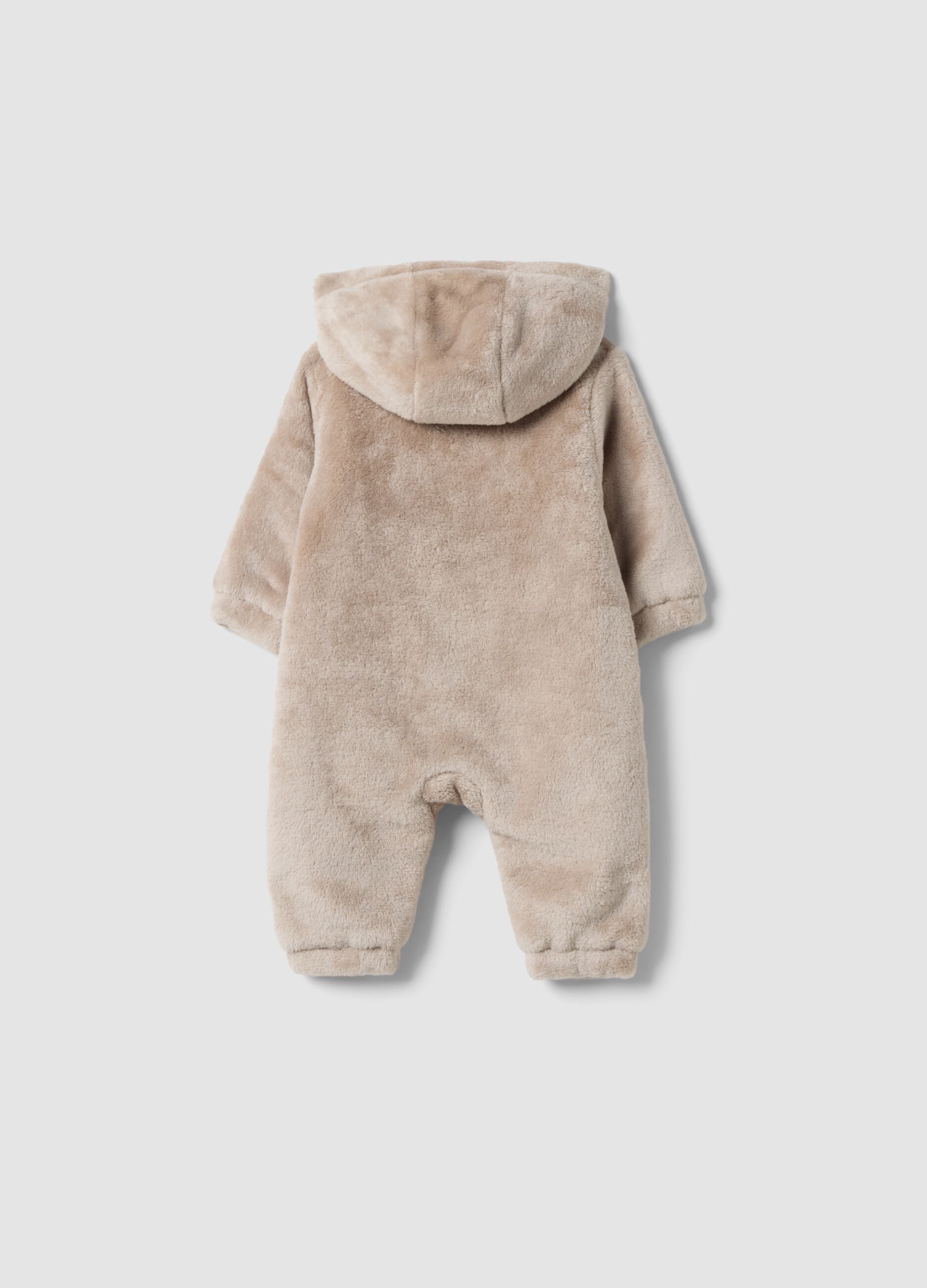 Grey hooded baby romper with Winnie the Pooh embroidery