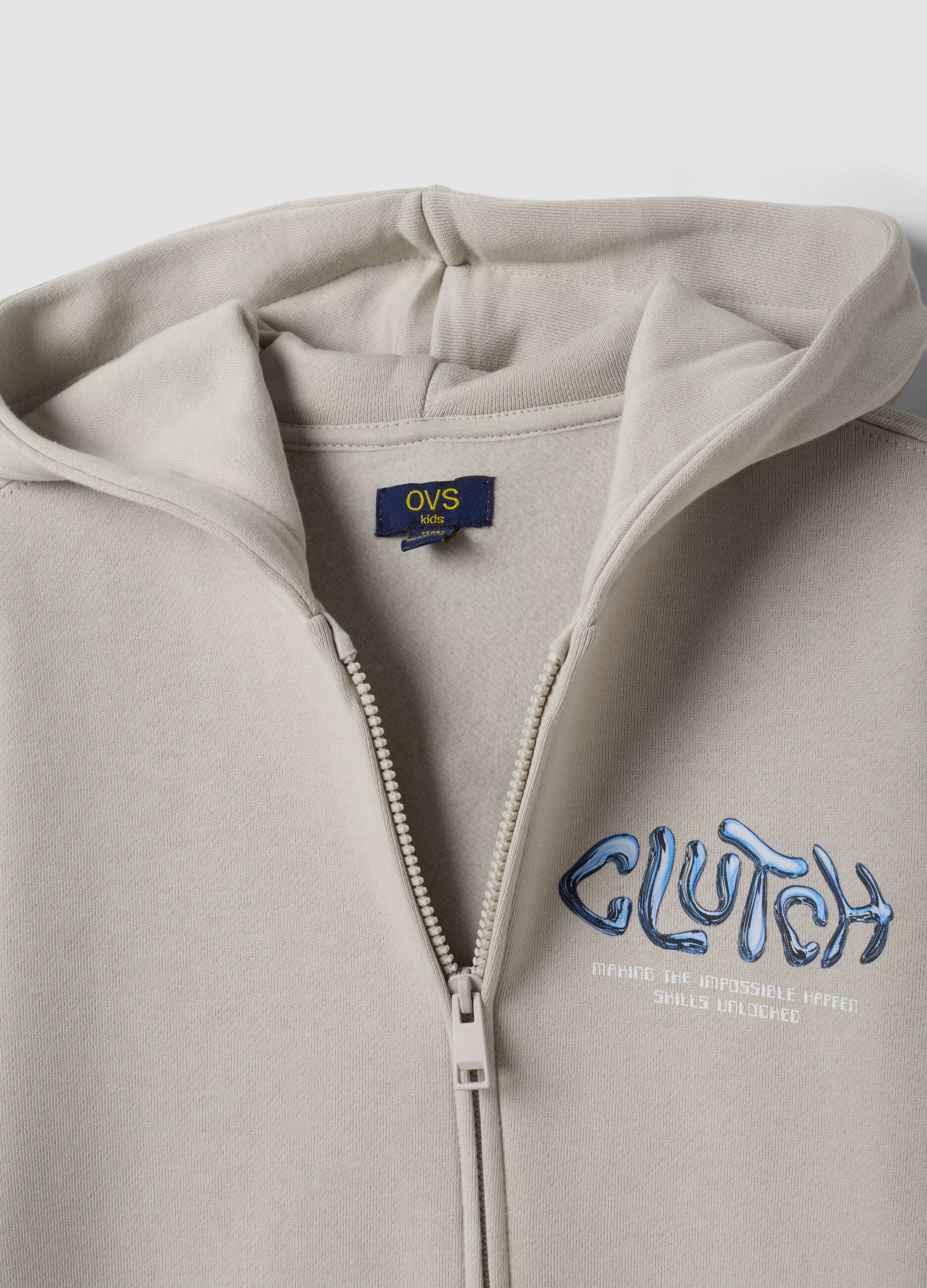 Grey oversized cotton-blend hoodie with print for boys