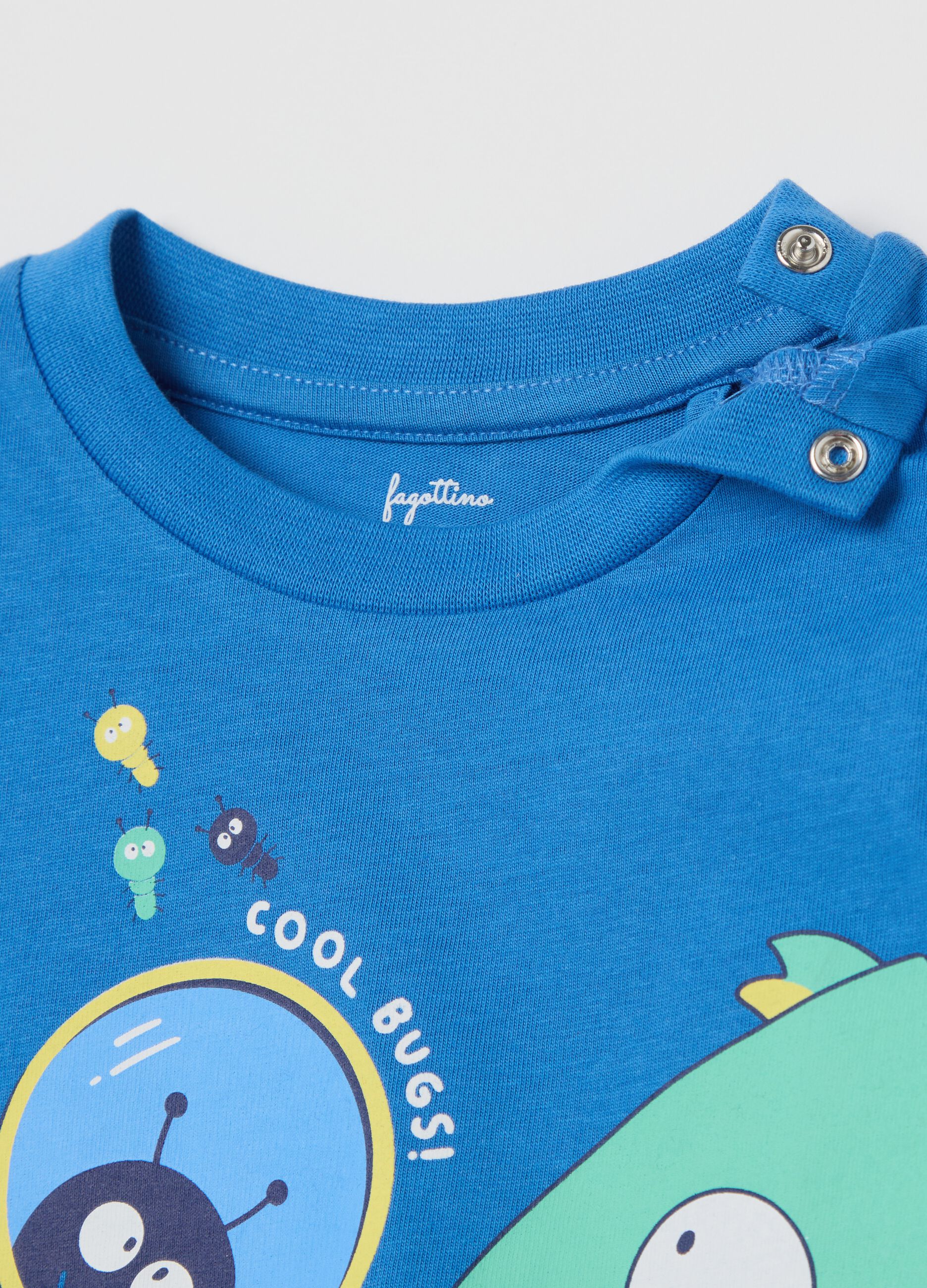 Light blue organic cotton pyjamas with chameleon print