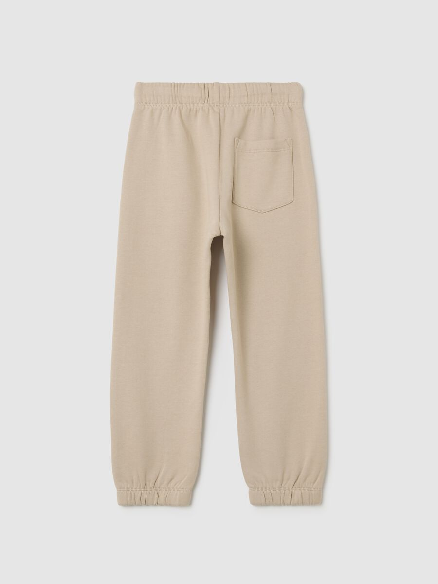 Boys' beige regular fit pure cotton trousers_1