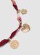 Red floral-print necklace with gold-tone charms_2