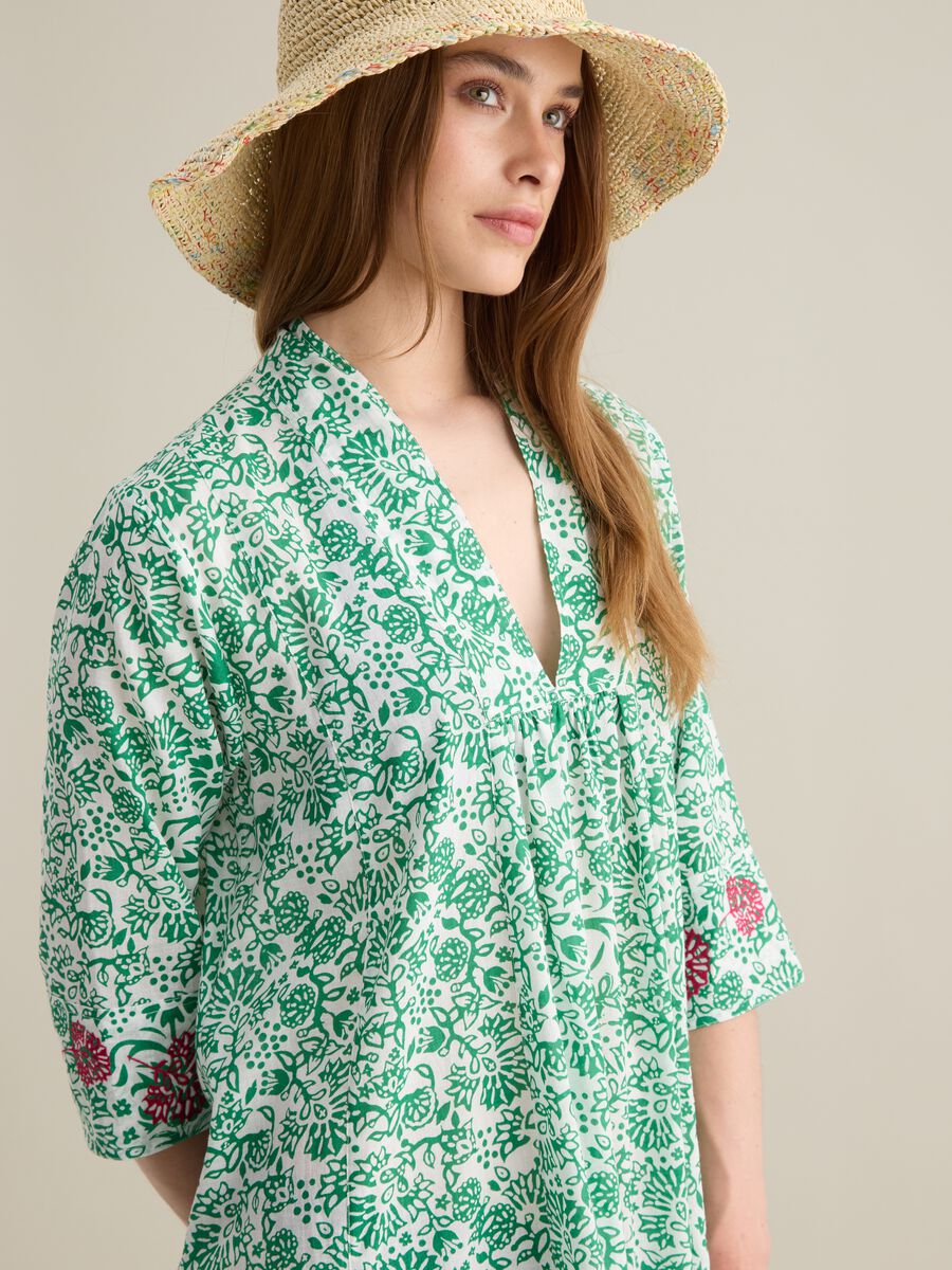 Abito lungo da donna in puro cotone multicolor_2