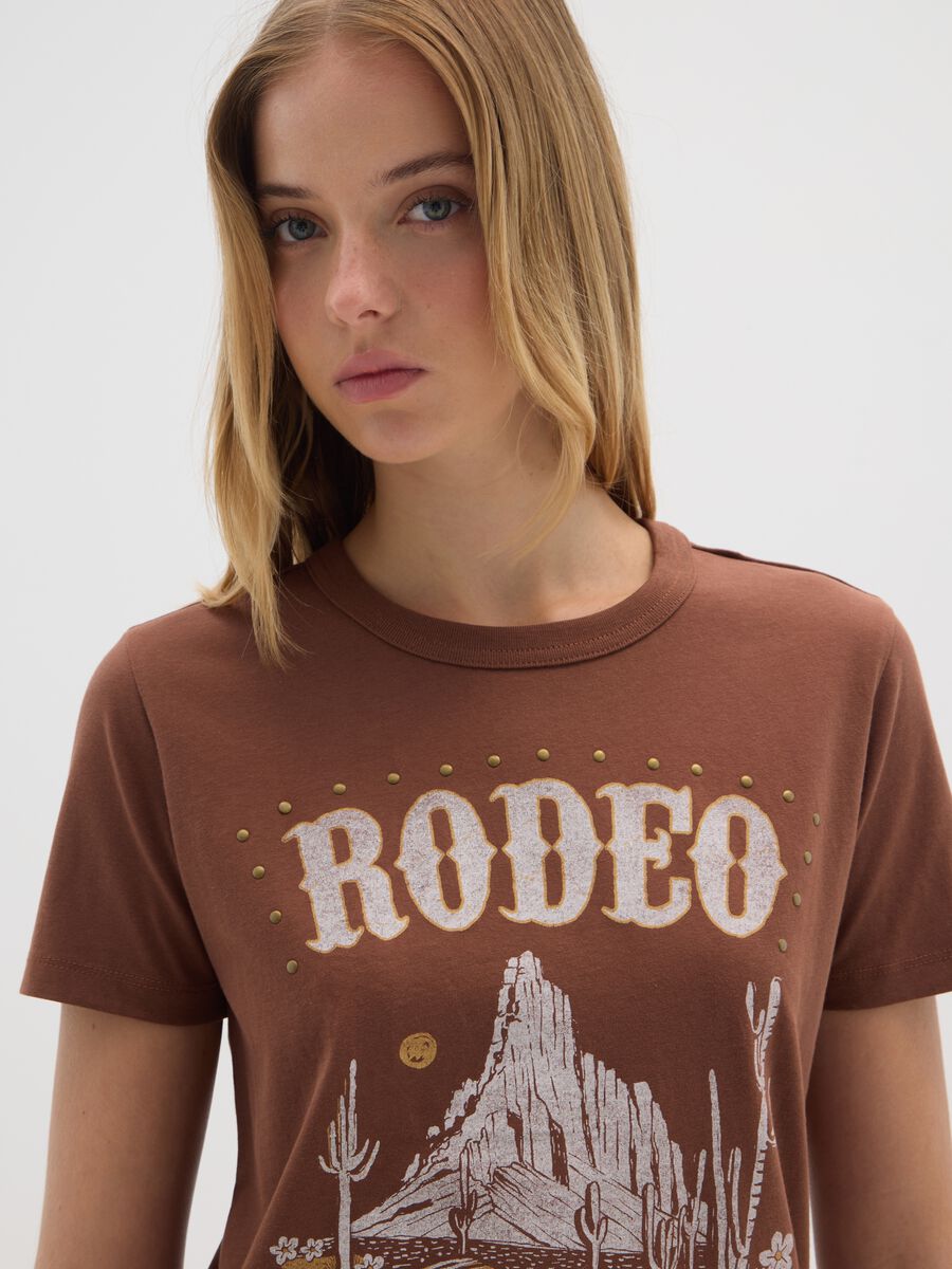T-shirt in puro cotone marrone regular fit_3