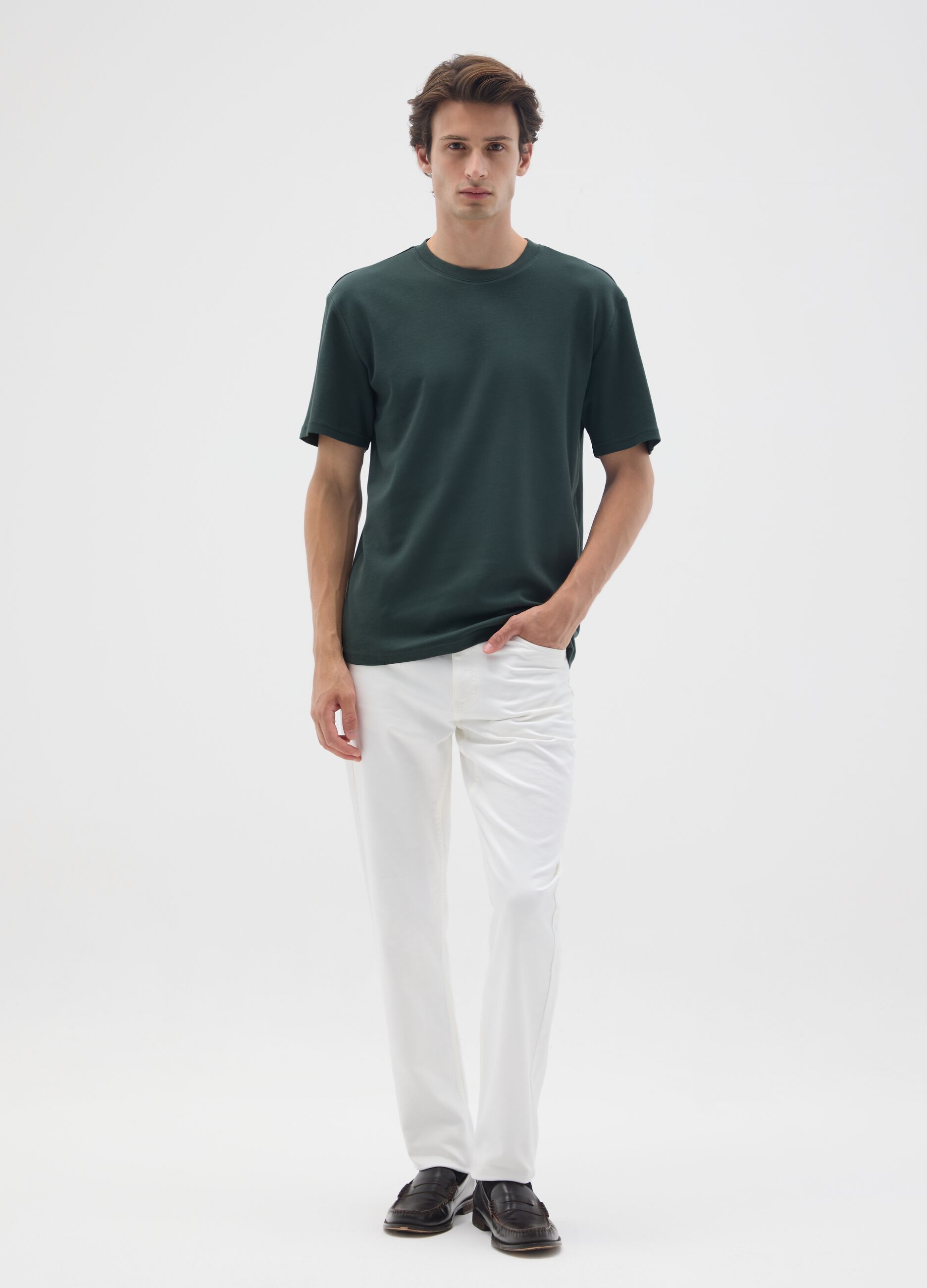 Green Pure Cotton T-shirt - Relaxed Fit