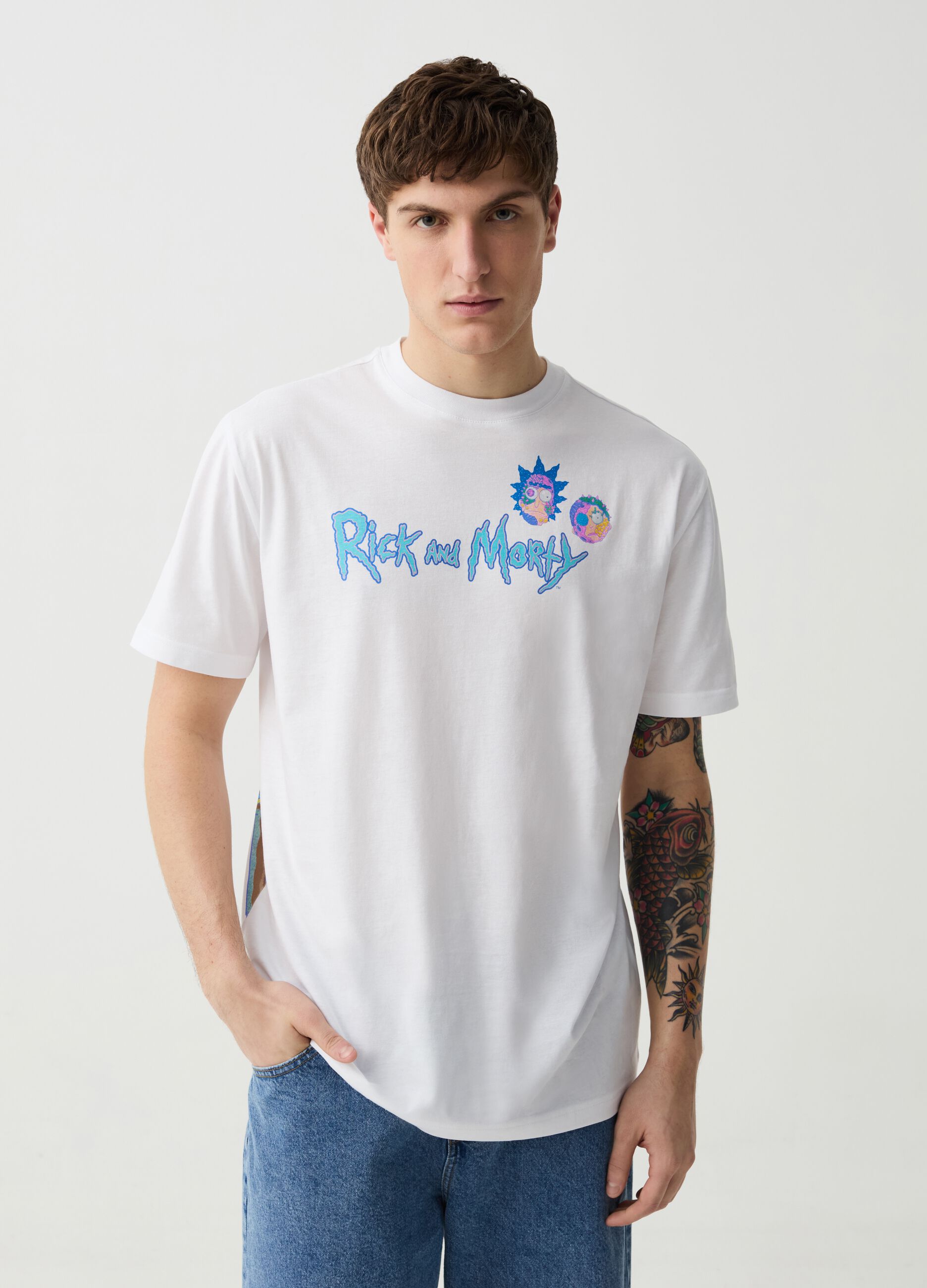 Ovs T-shirt in cotone con stampa Rick and Morty