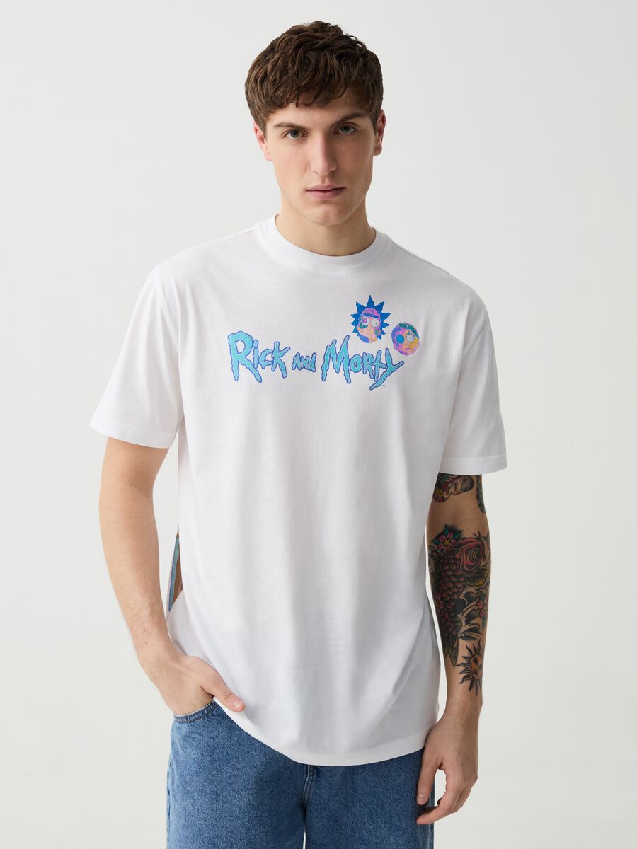 T-shirt in cotone con stampa Rick and Morty_0