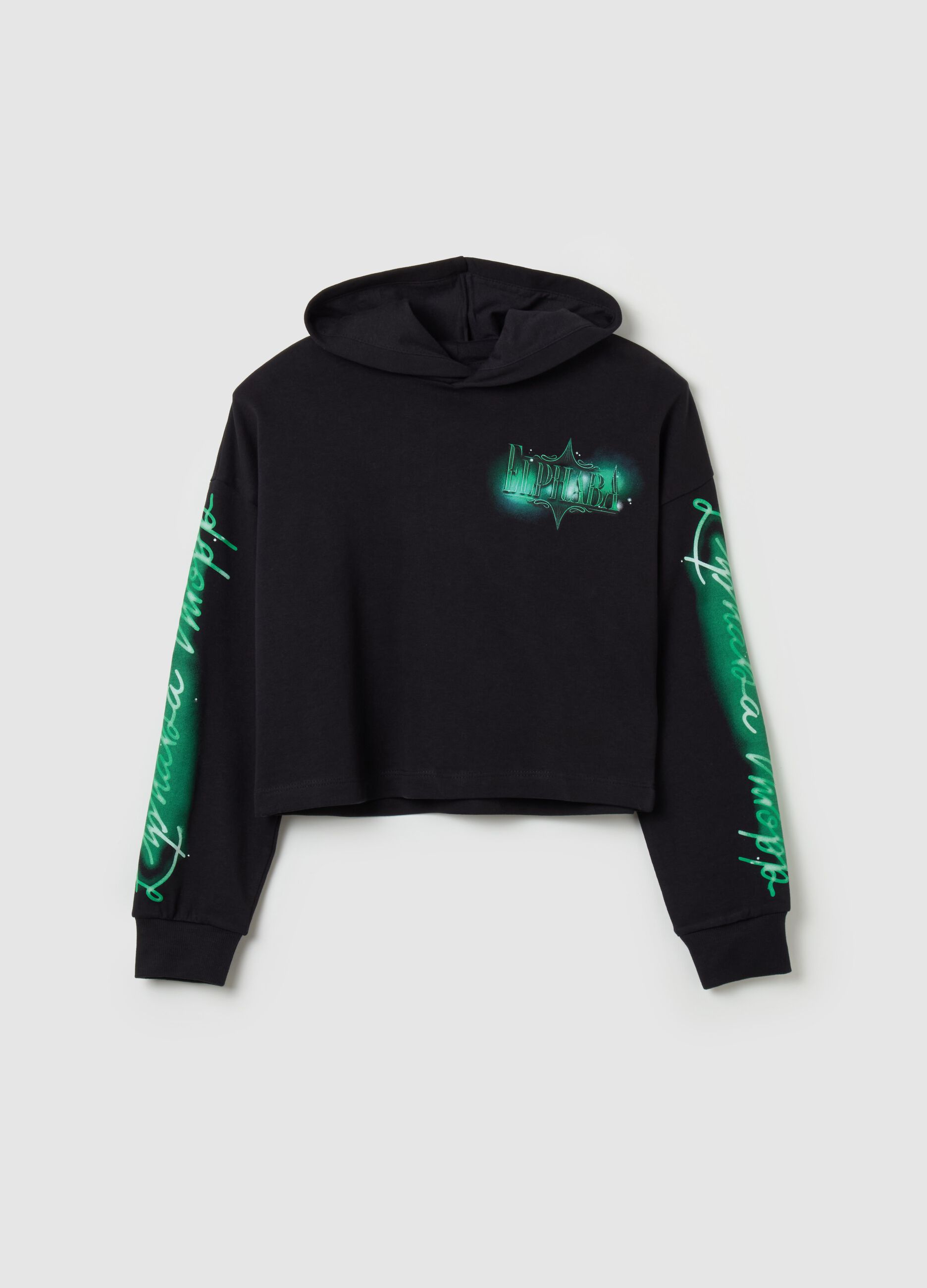 Felpa boxy fit con cappuccio stampa Wicked 