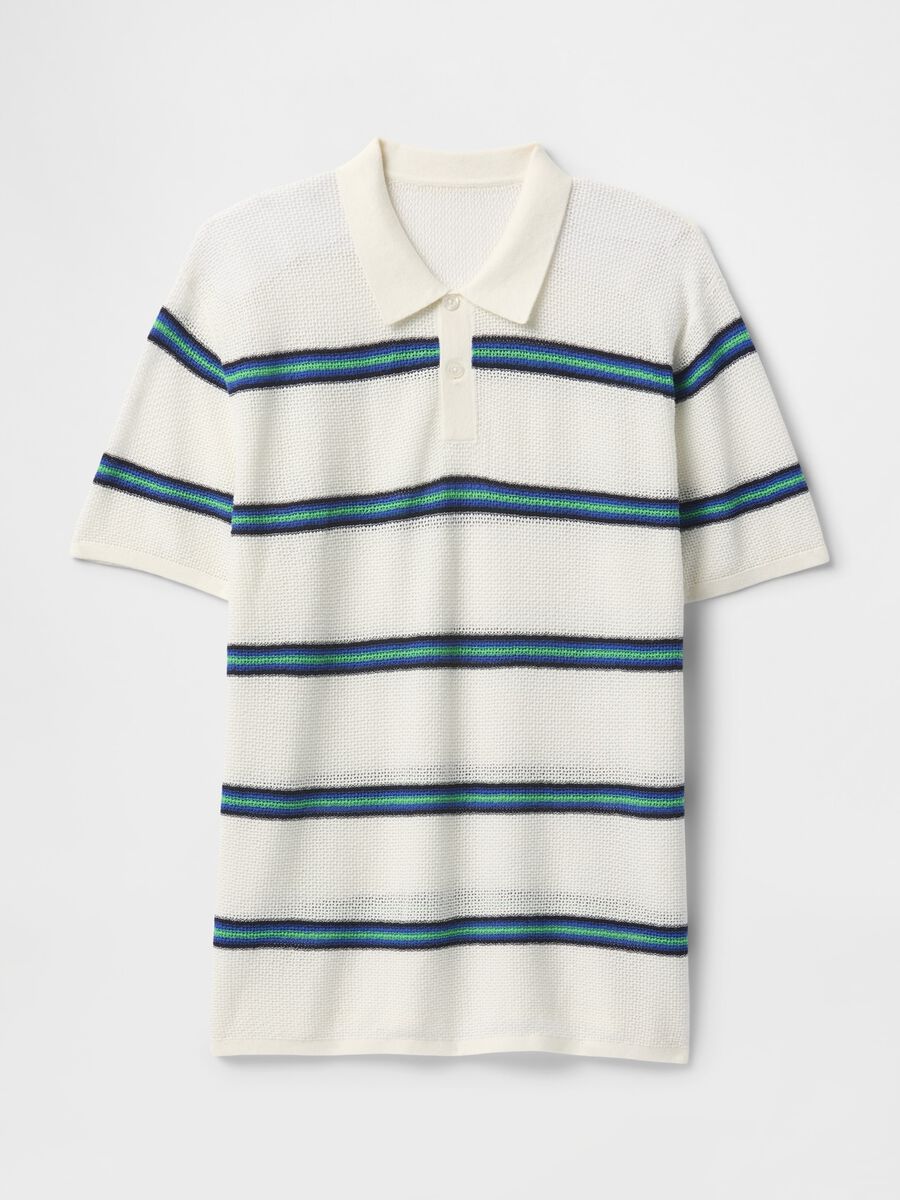 OVS White Striped Short Sleeve Polo_3