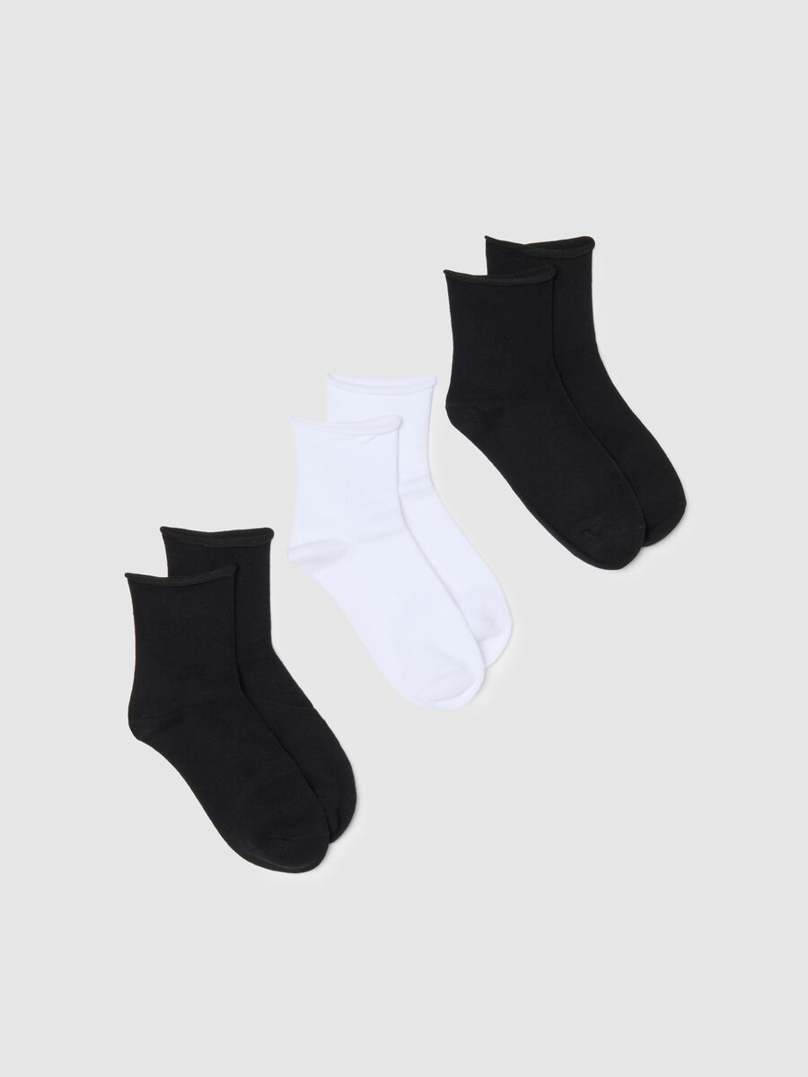 Tripack of short multicolour socks in cotton blend with snug fit_0