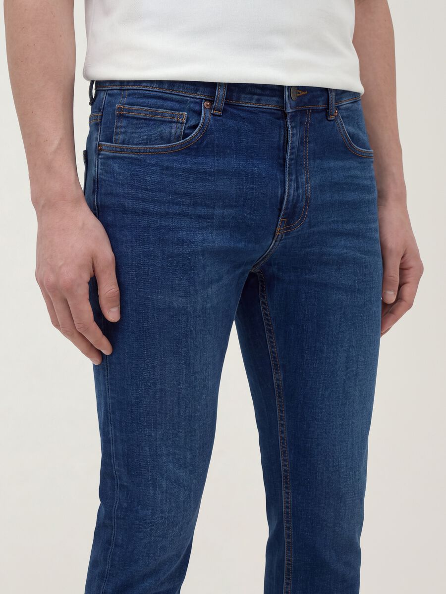 Jeans denim blu in cotone elasticizzato skinny fit_3
