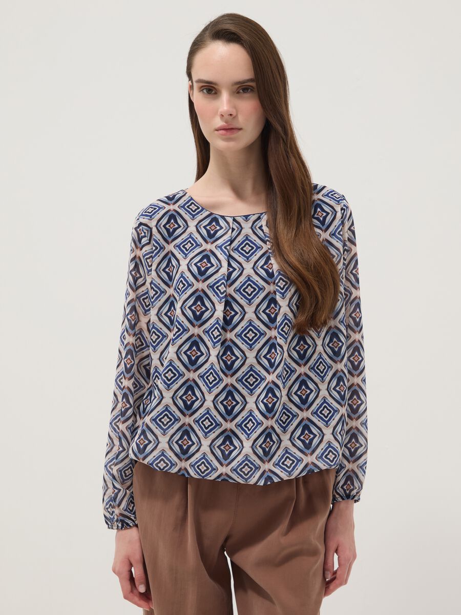 Blusa multicolor a fantasia con maniche lunghe regular fit_1
