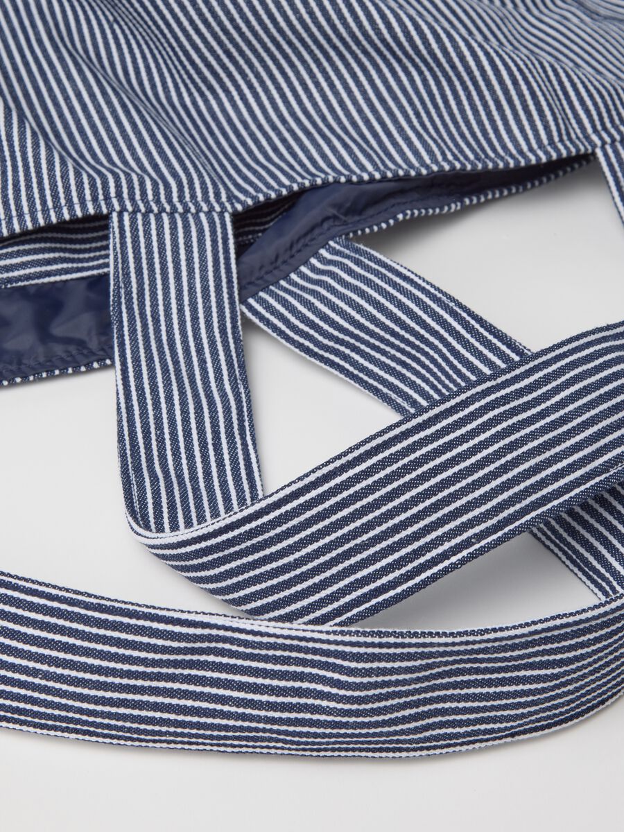 Blue and white striped shopping bag in cotton_1