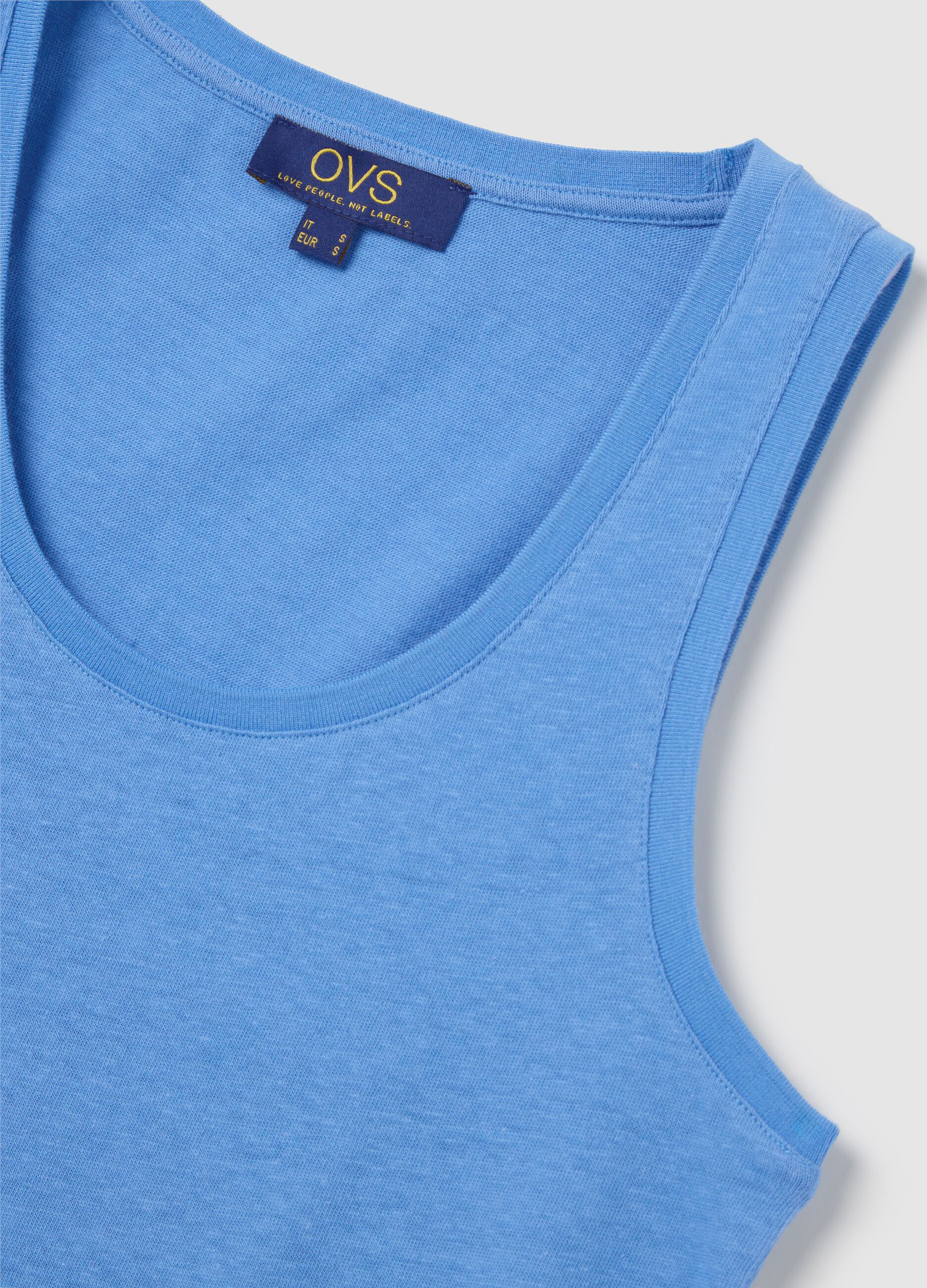 Blue cotton and linen tank top