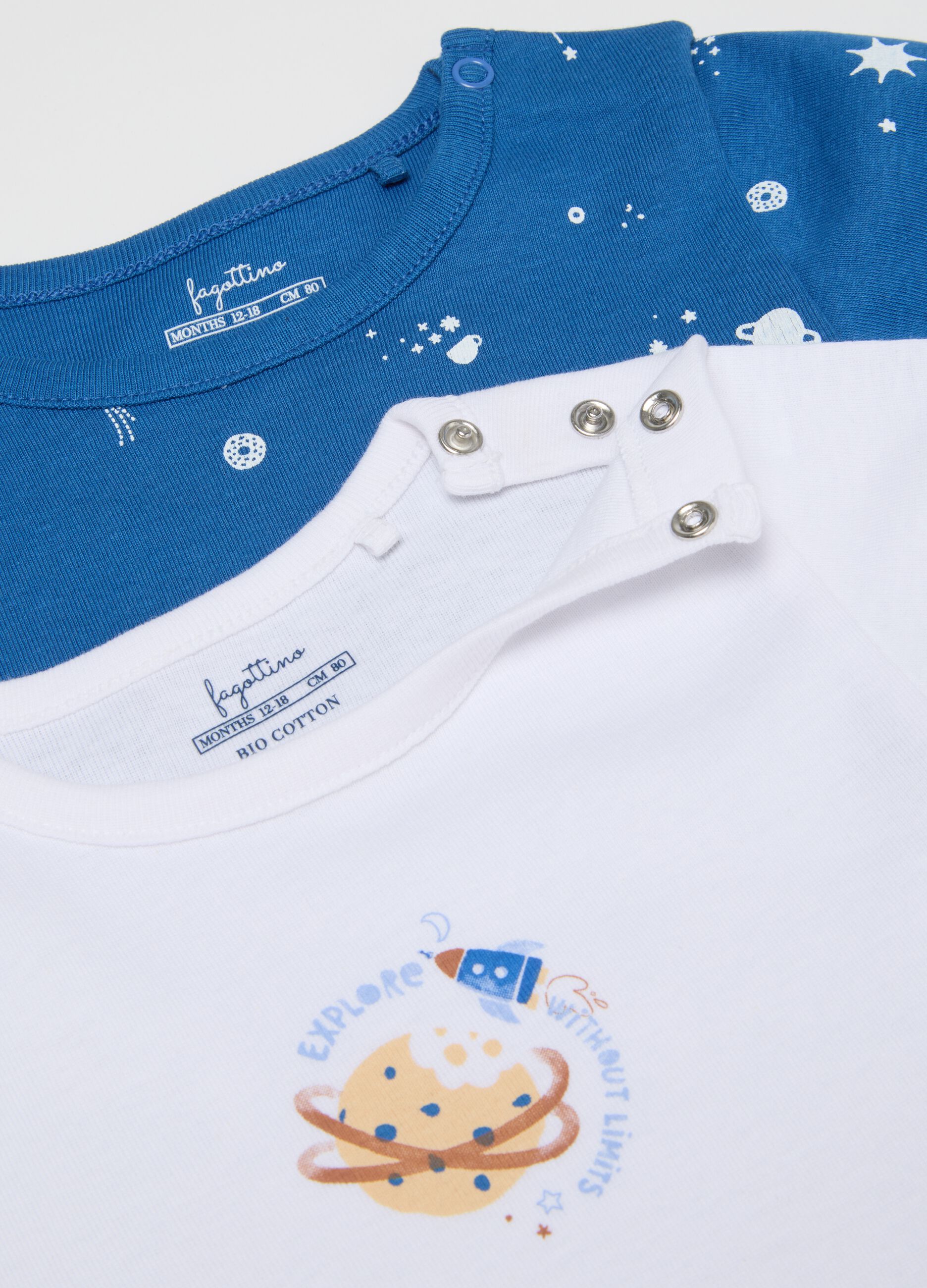 Multicolour pure cotton baby bodysuit twin pack with print