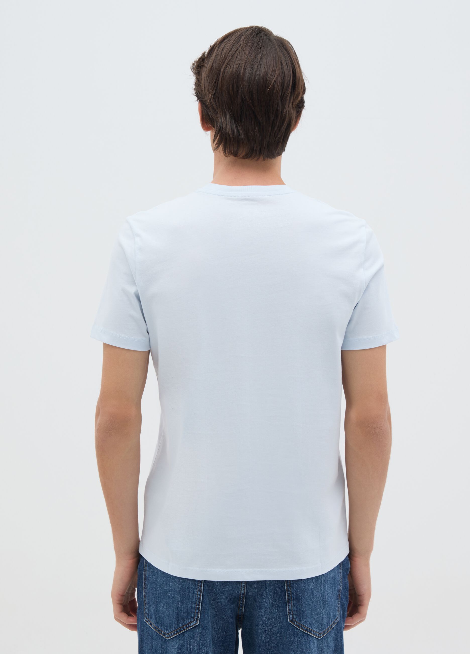 Men's blue regular fit pure cotton T-shirt