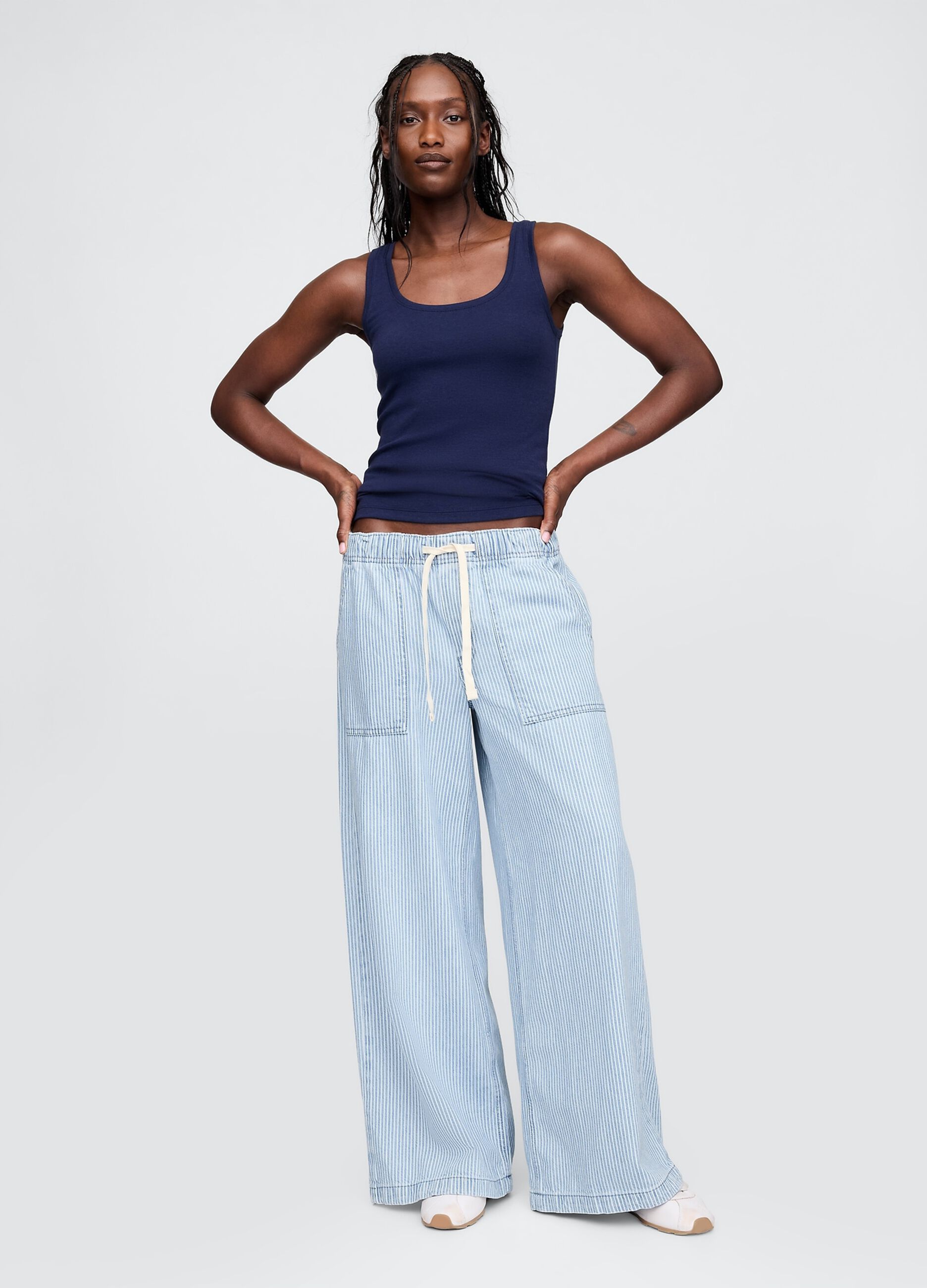 Wide Leg Light Denim Trousers by Gap
