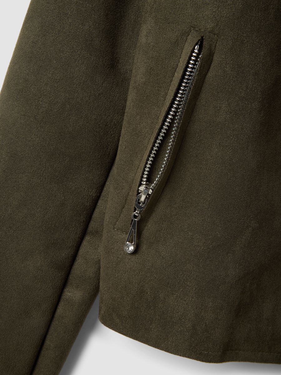 Giacca in puro cotone verde regular fit in stile biker_5