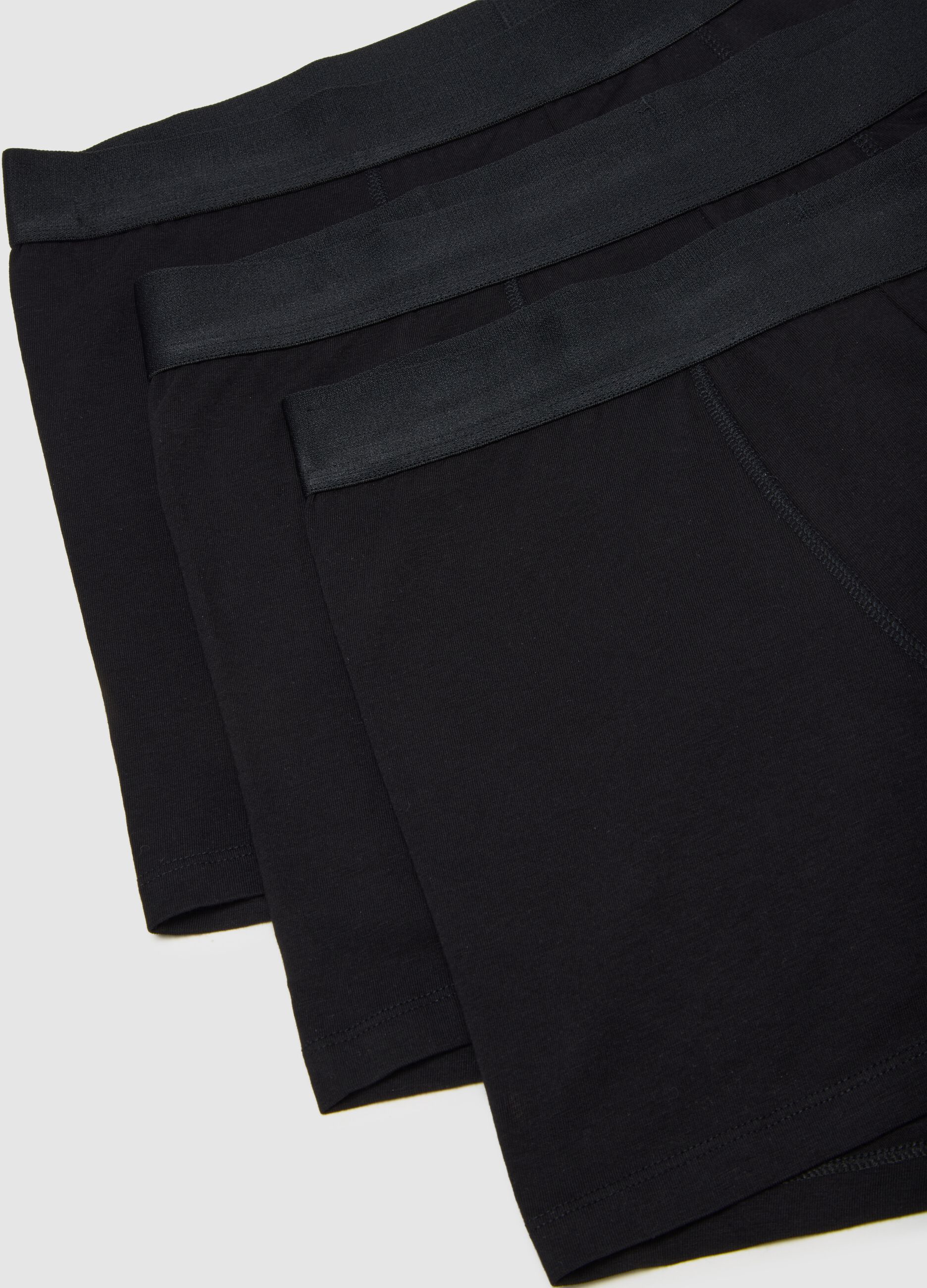 Set of three black stretch cotton regular fit boxers