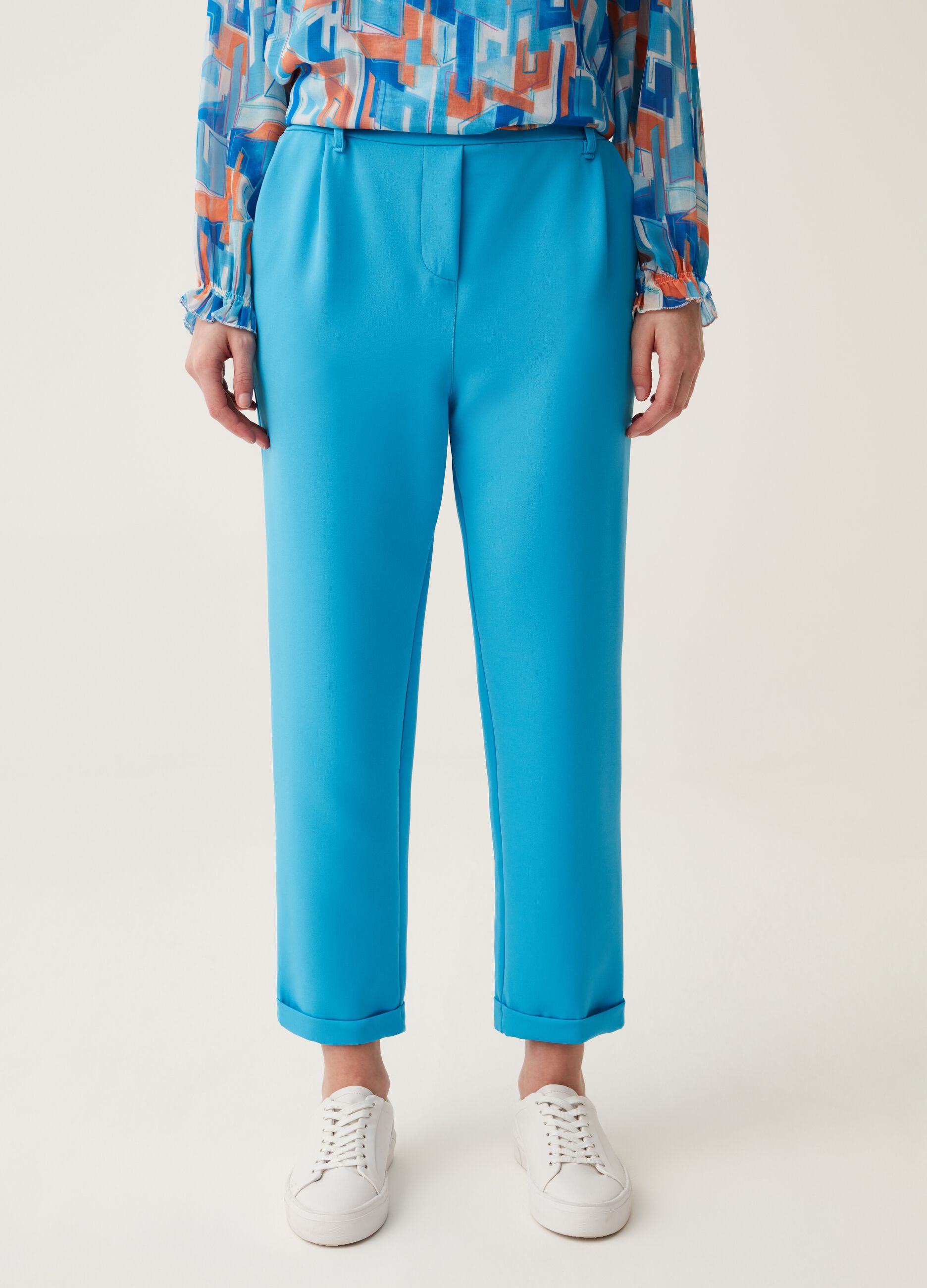 Pantaloni a sigaretta con risvolti Hybrid_1