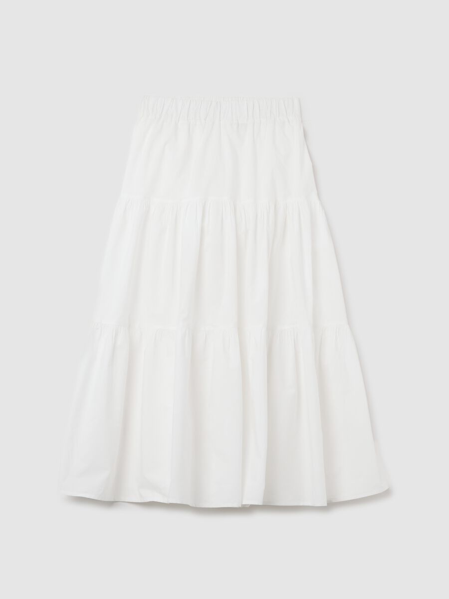 Women's long white pure cotton skirt, regular fit_4