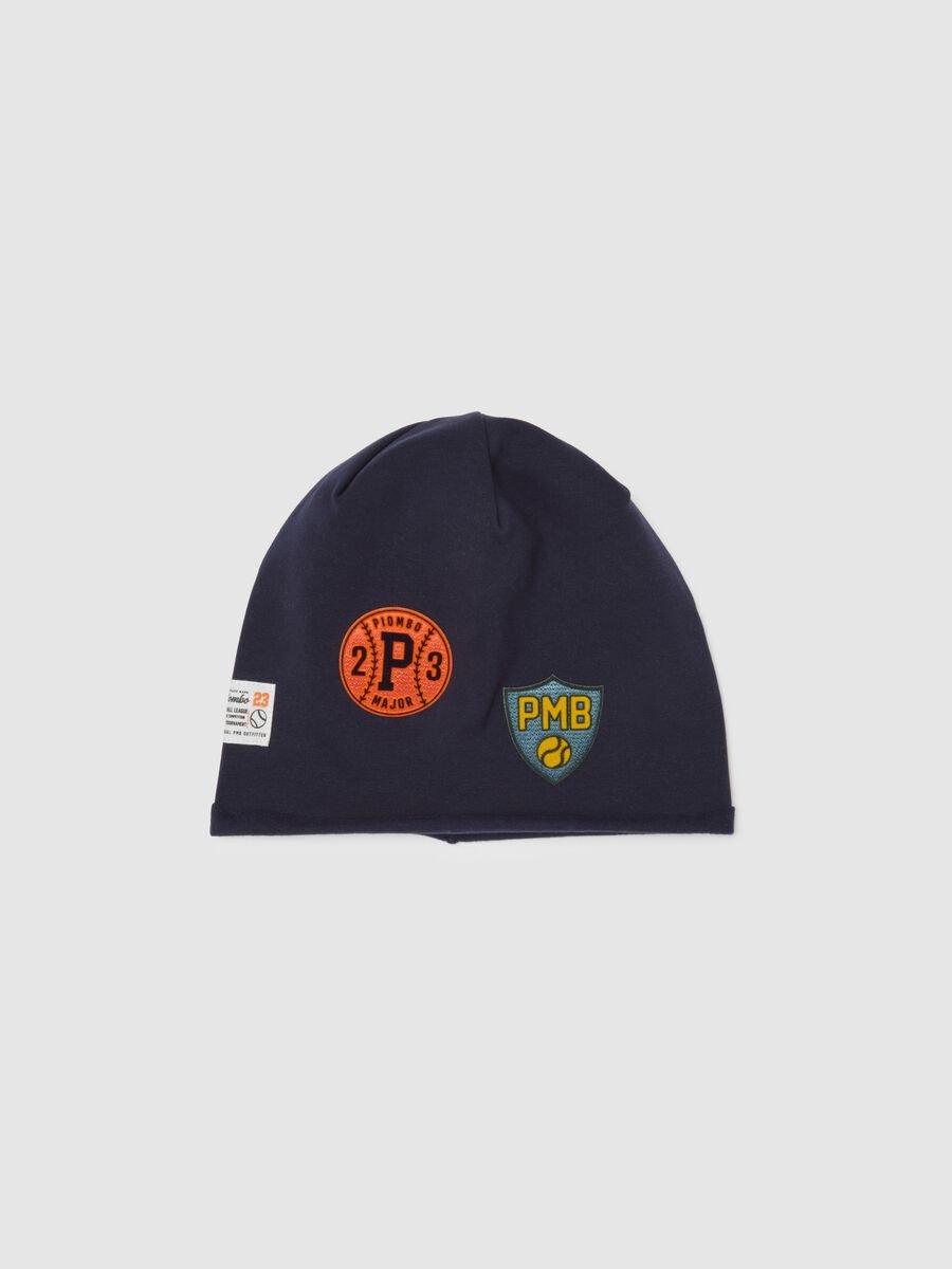 Cappello da bambino in cotone elasticizzato blu_0