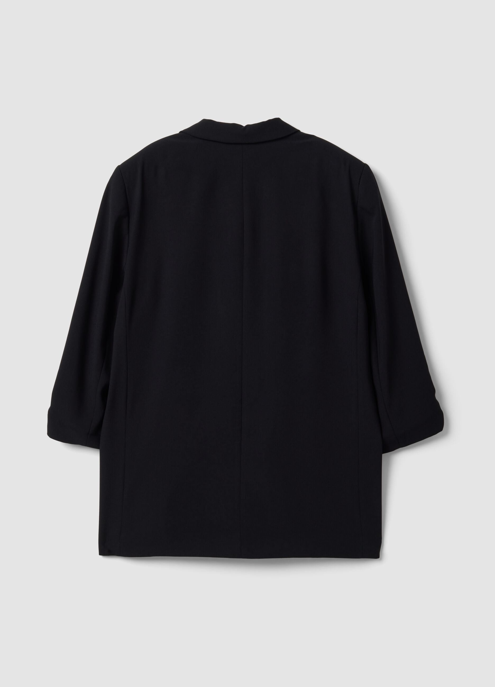 Blazer nero regular fit foderato con rever classico