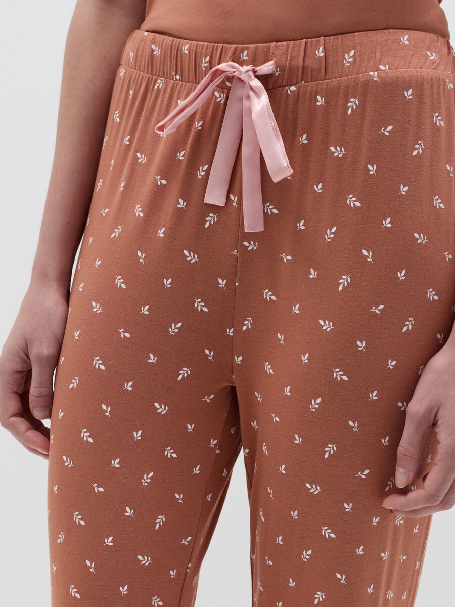 Pyjama trousers with small leaves print_2