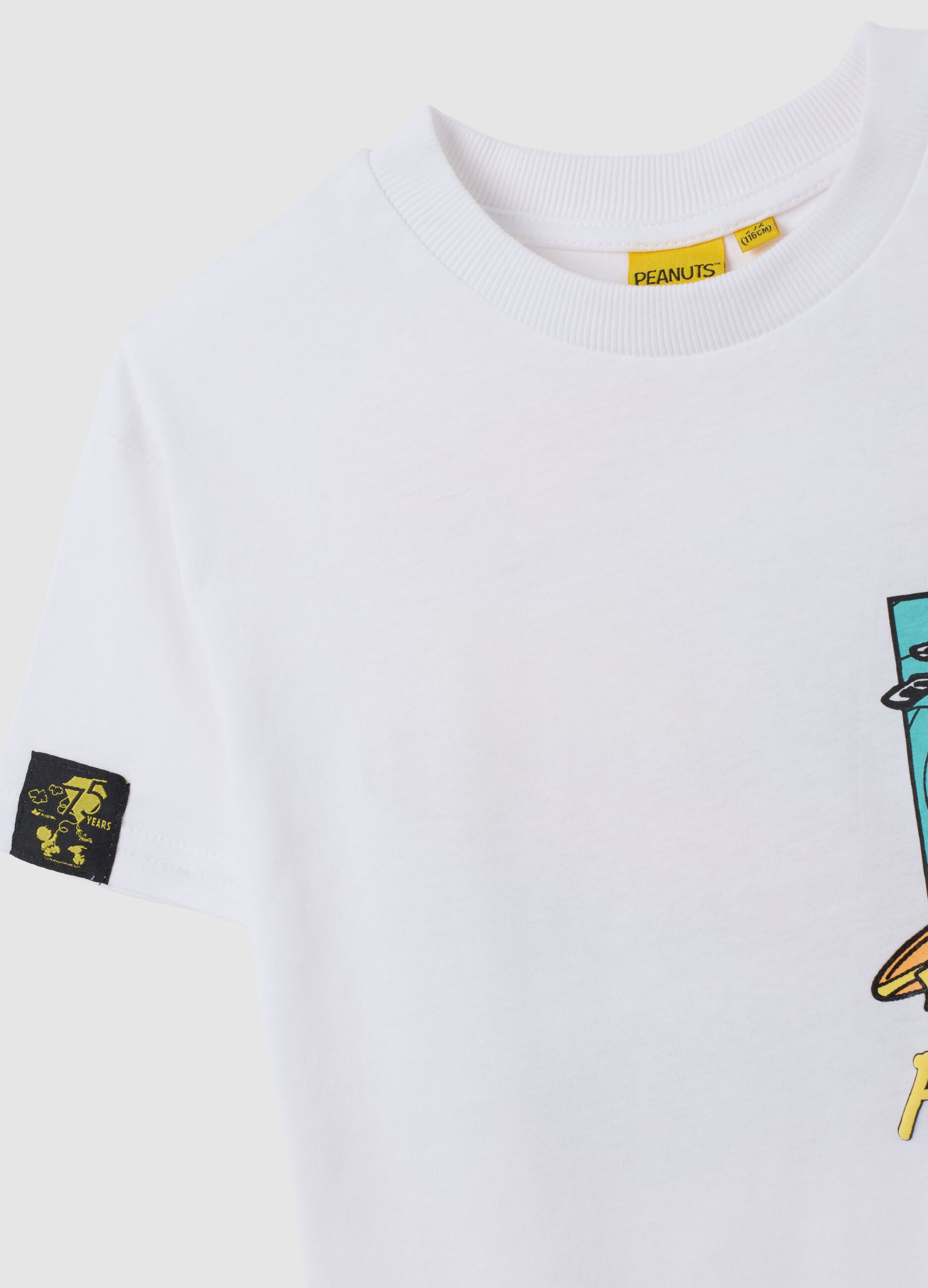 Children's white pure cotton T-shirt regular fit with print