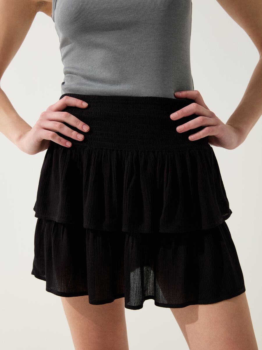 Tiered miniskirt in viscose_1