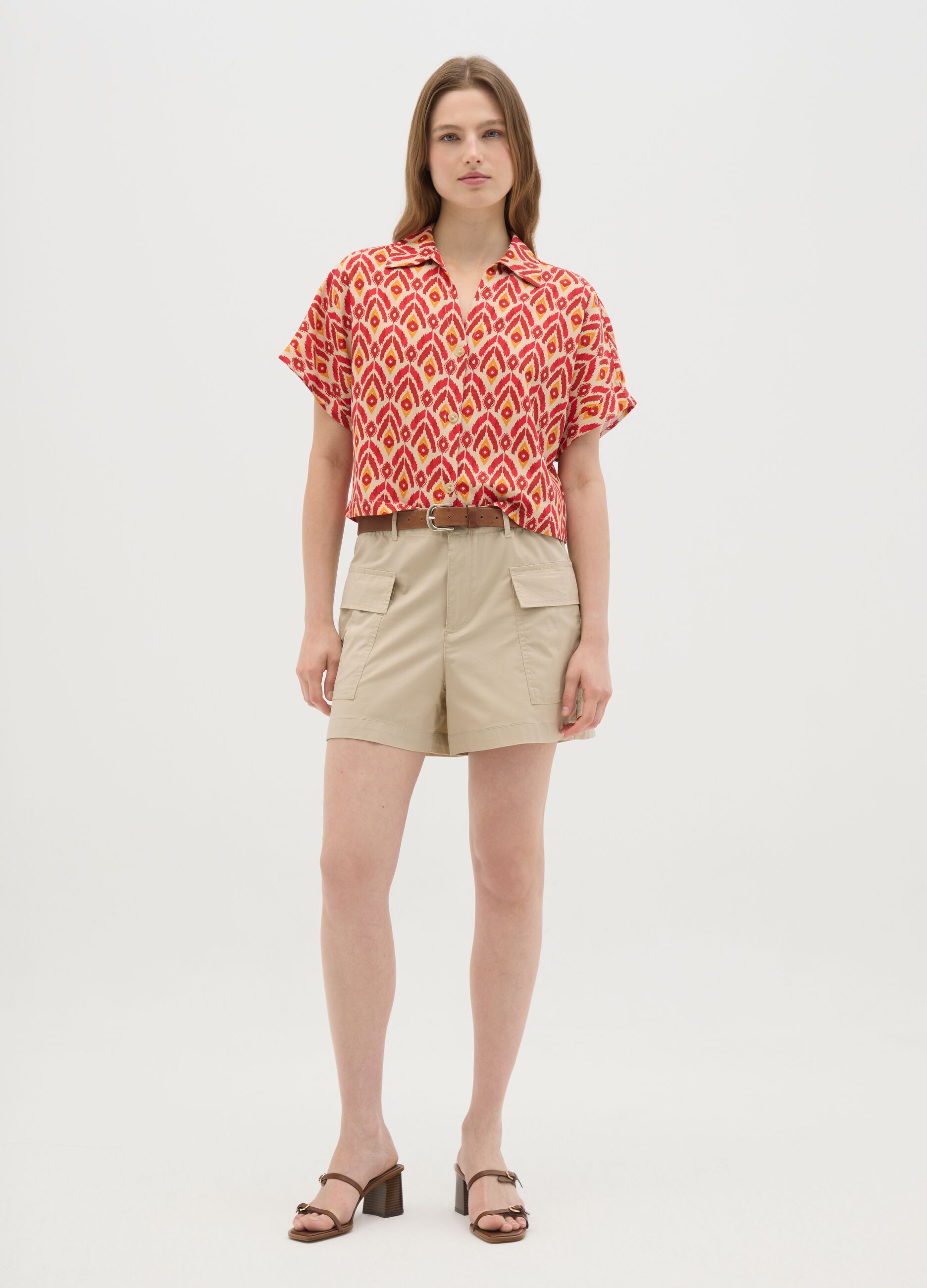 Women's Multicolour Linen Blend Shirt Regular Fit