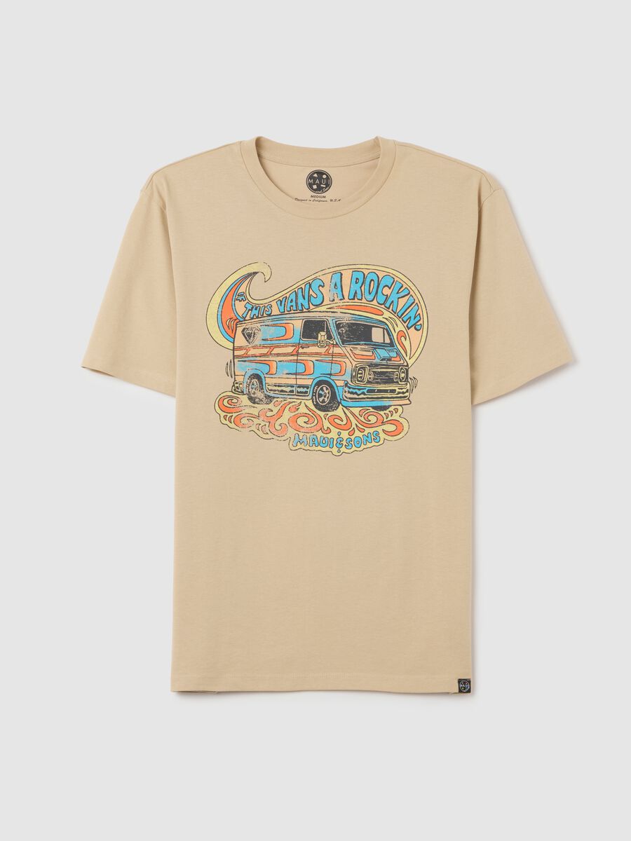 Beige T-shirt with vintage print_4