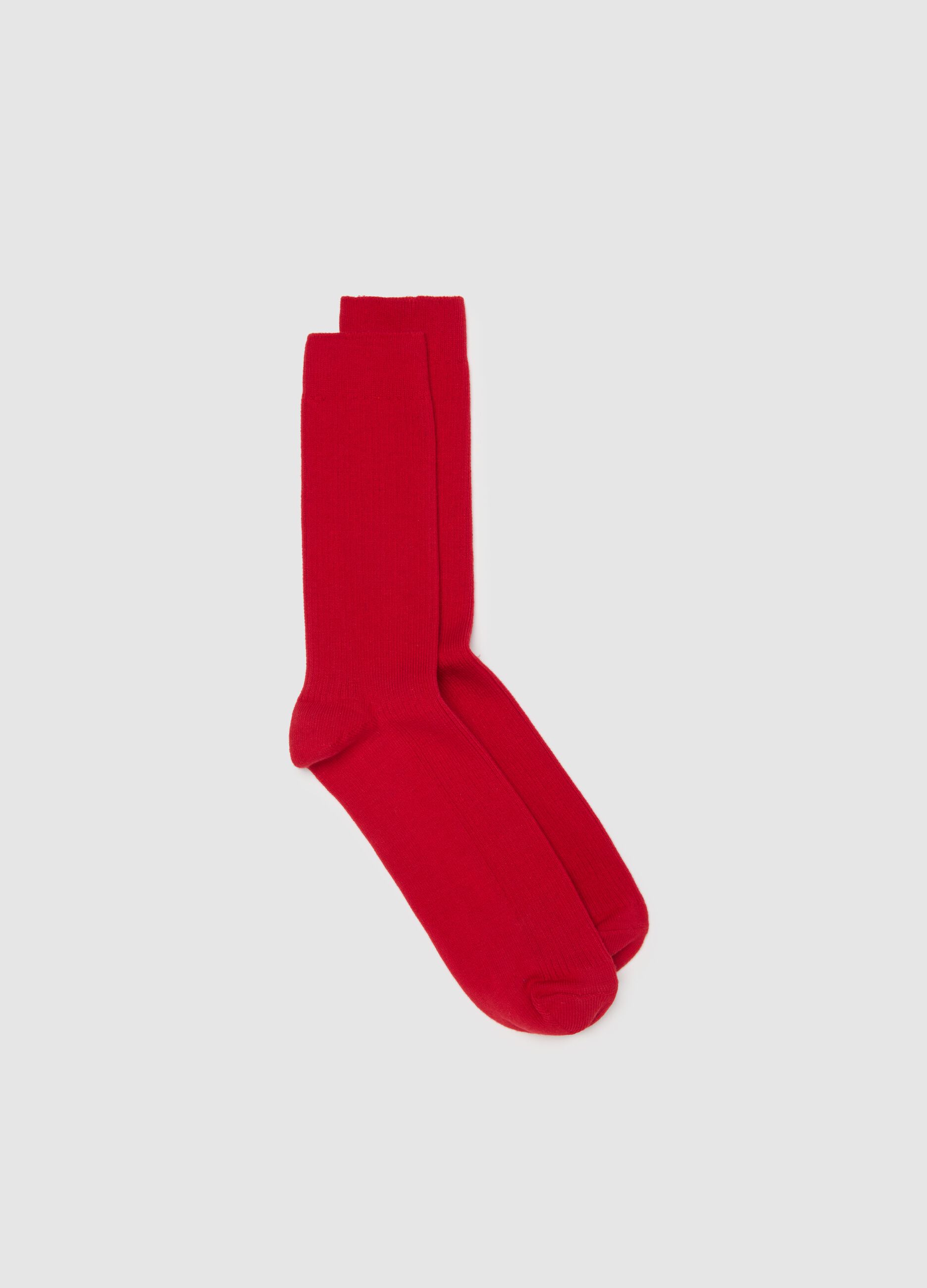 Red midi cotton blend socks