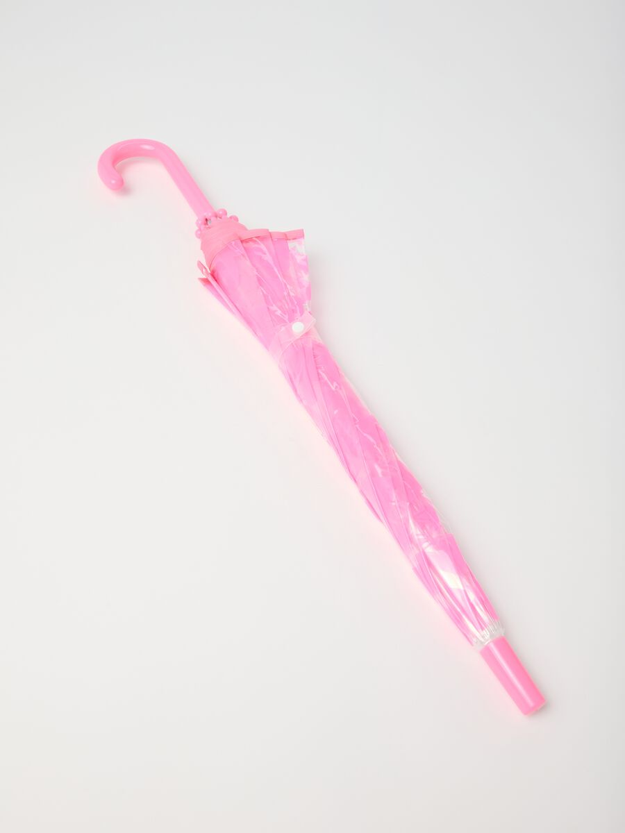 Ombrello trasparente da bambina con cuori rosa_2