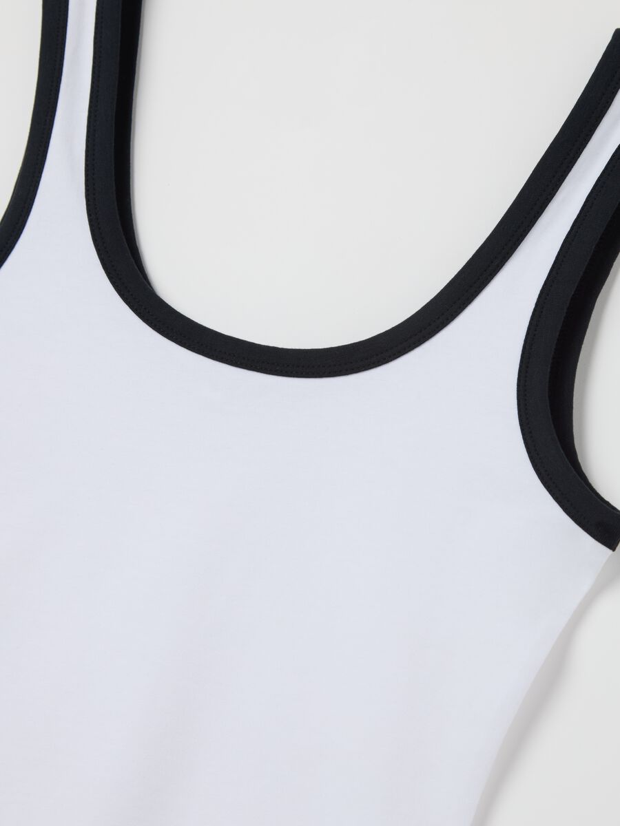 Tank top in cotone stretch bianco e nero_1
