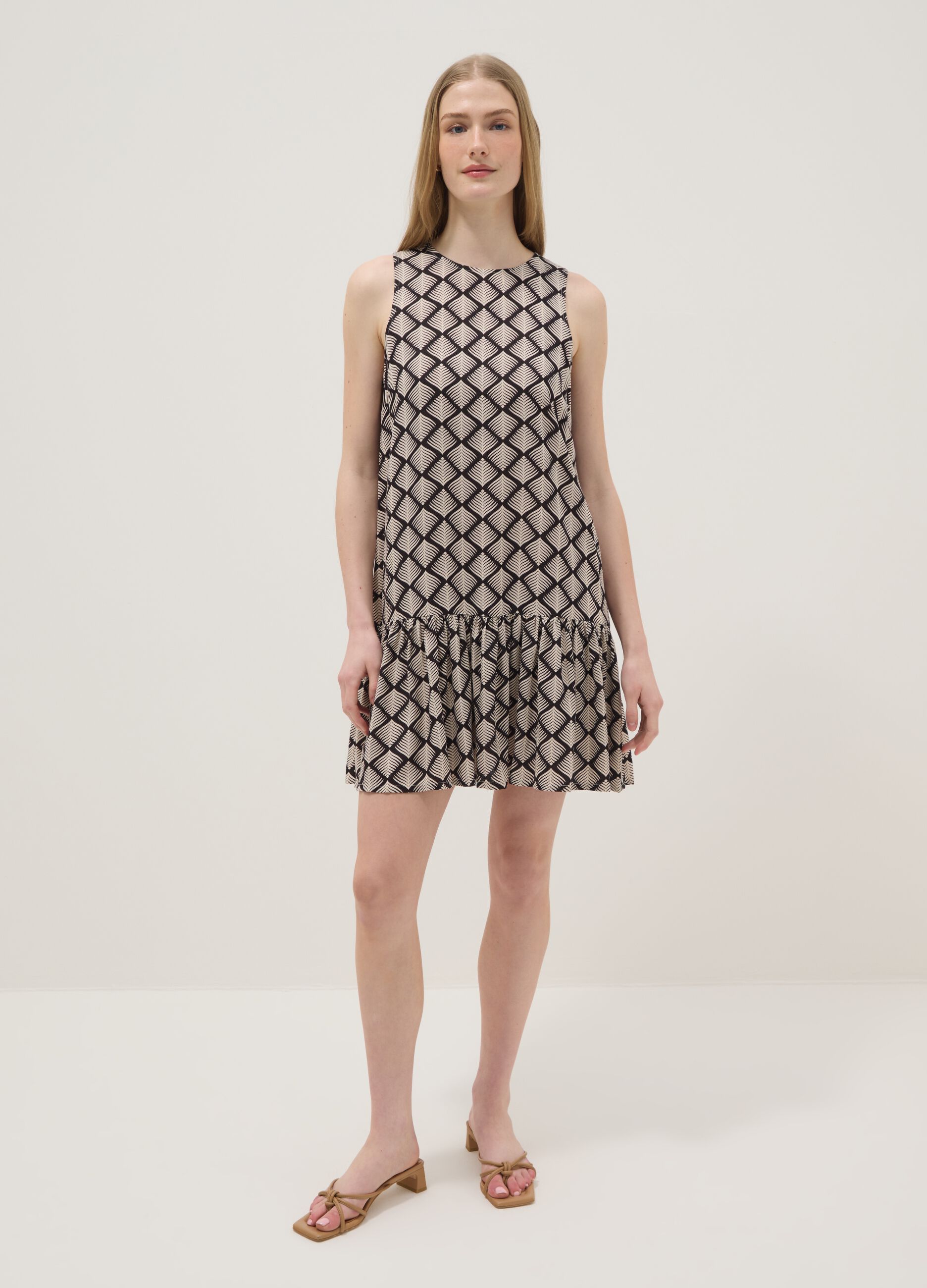 Multicolour dress with geometric pattern