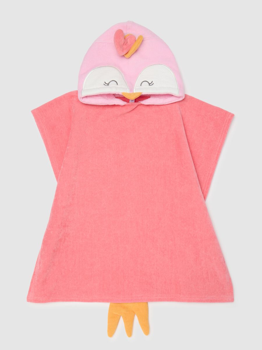 Baby girl's pink pure cotton bath poncho with hood_0