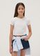 White short-sleeve stretch cotton T-shirt_0