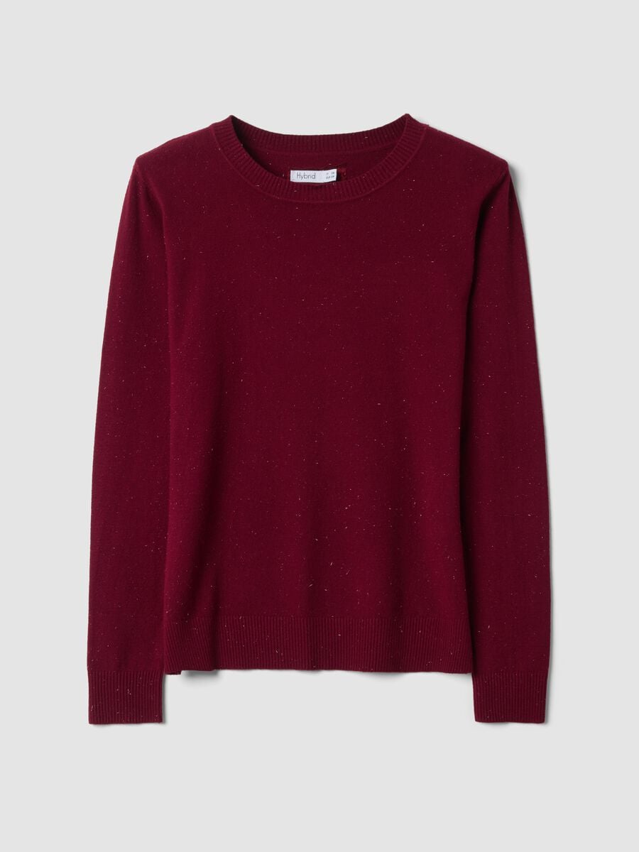 Red viscose-blend jumper with m&eacute;lange yarn_0