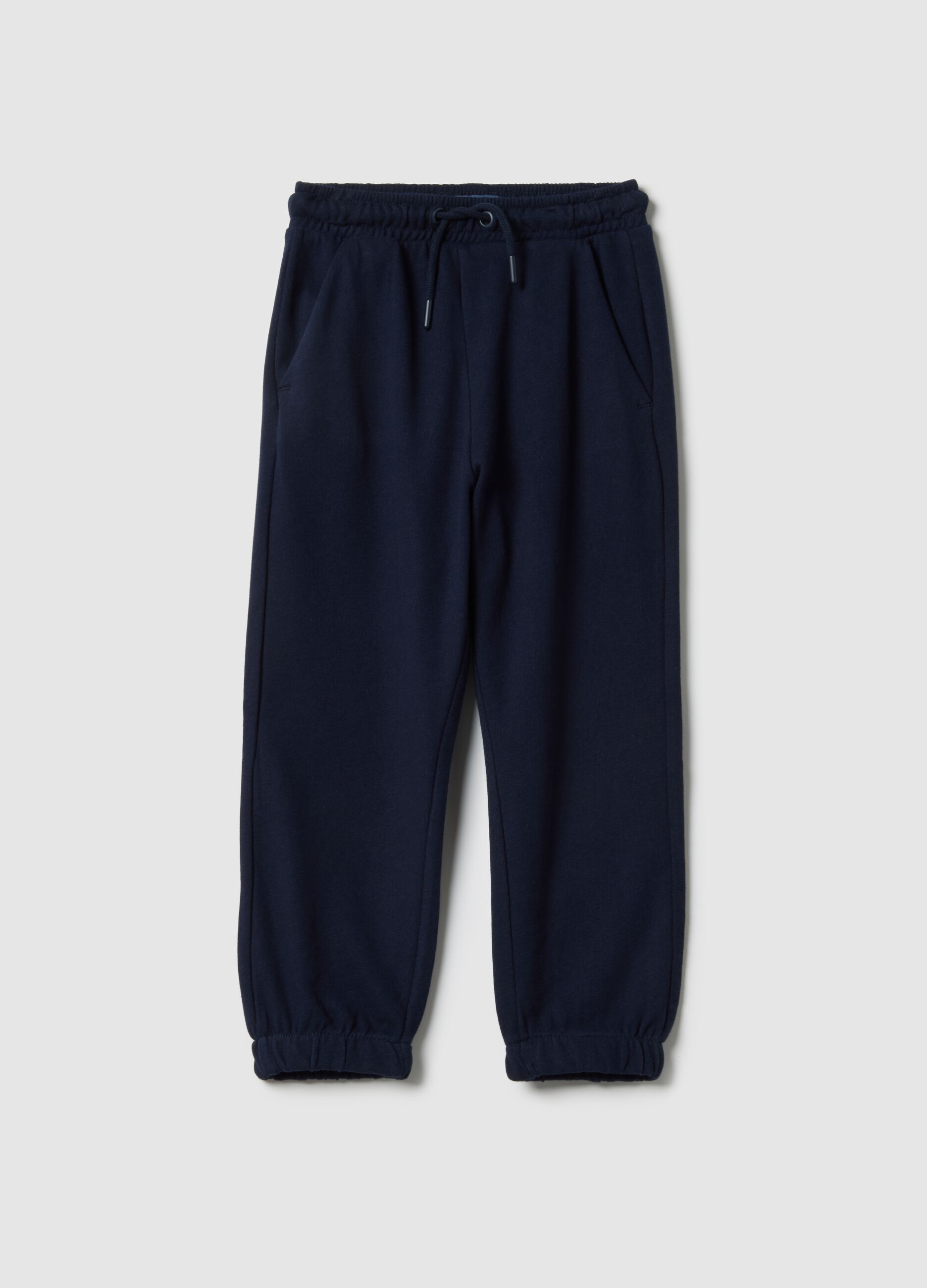 Pantaloni in puro cotone blu regular fit per bambini