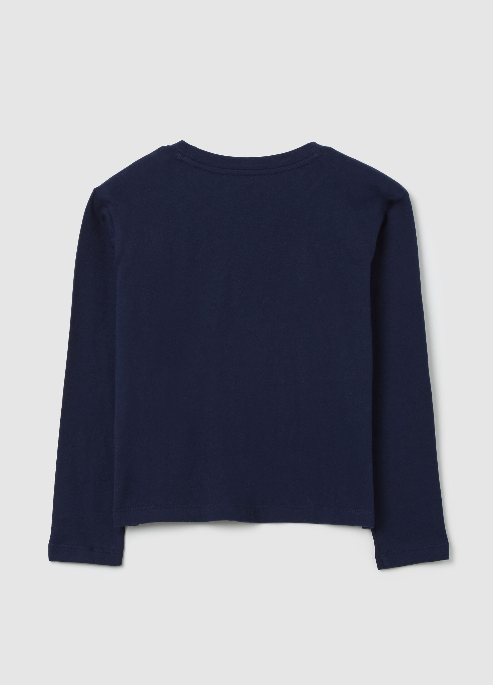 Blue T-shirt with long sleeves and logo